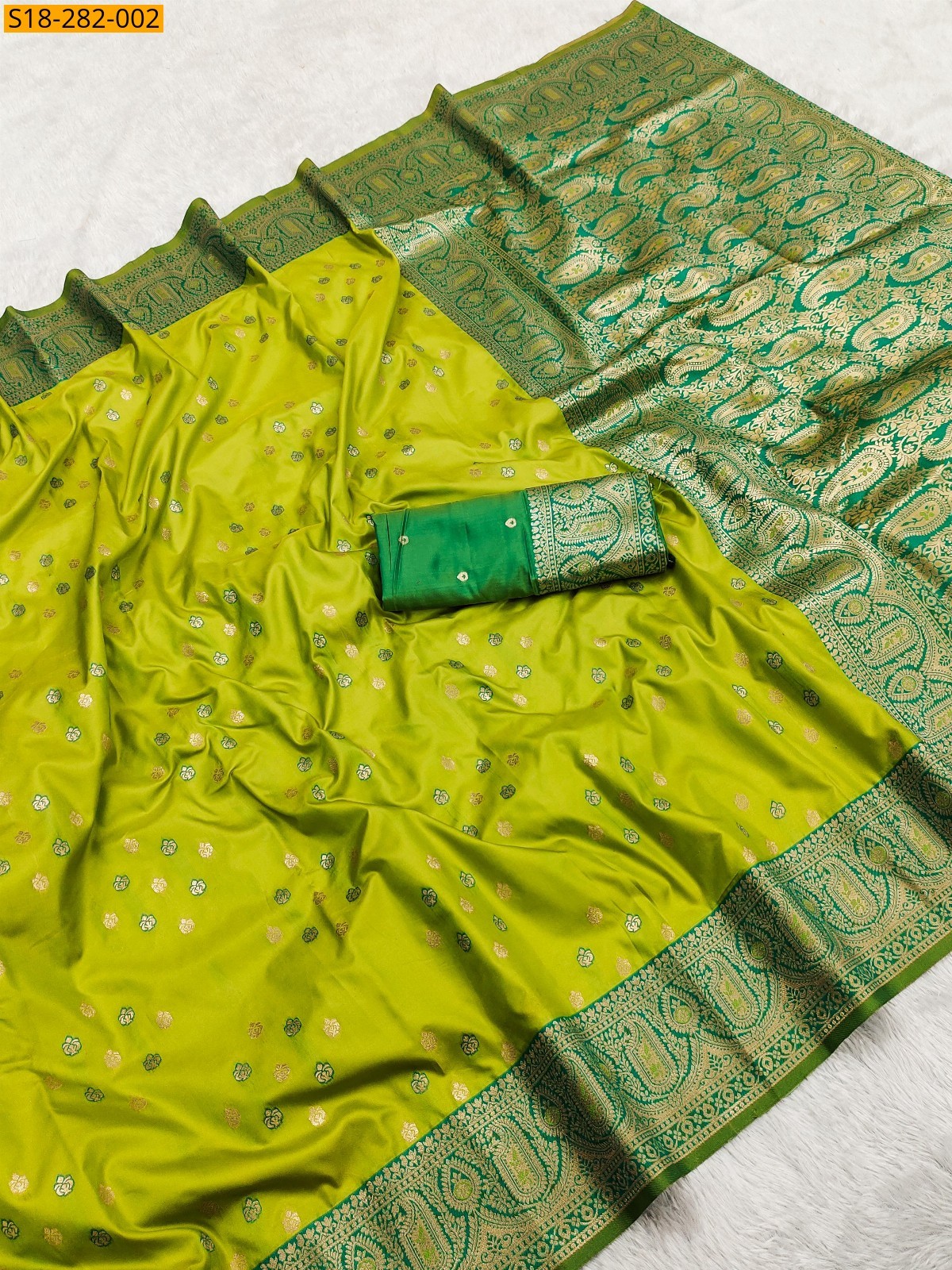 Green Banarasi silk saree