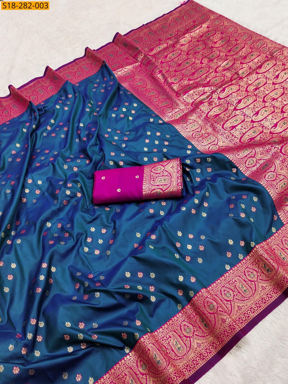 Blue Banarasi silk saree