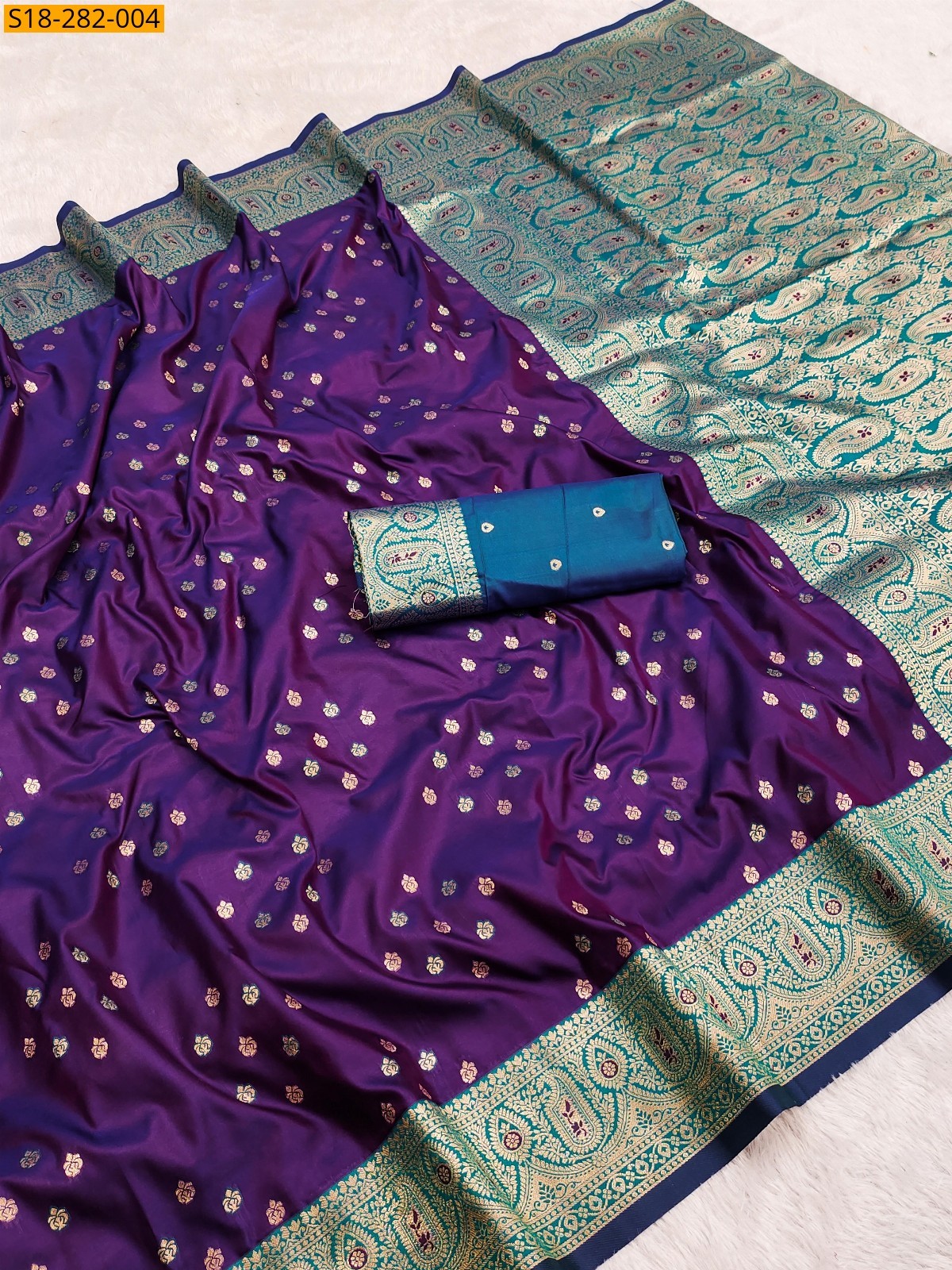 Purple Banarasi silk saree