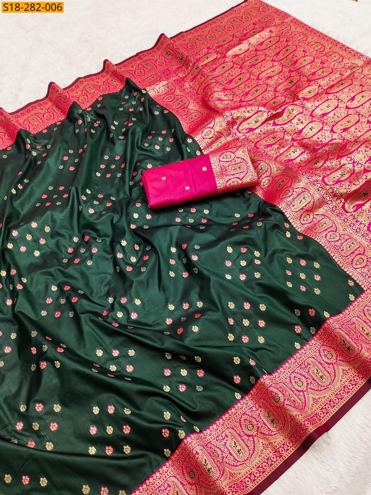 Green Banarasi silk saree