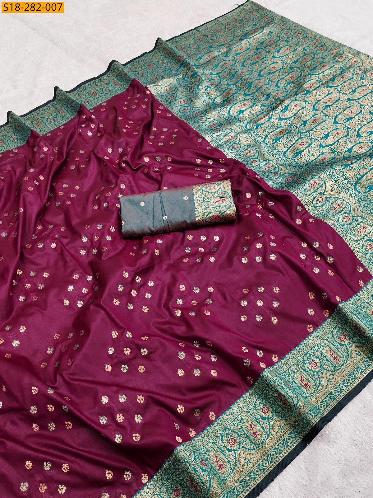 Maroon Banarasi silk saree