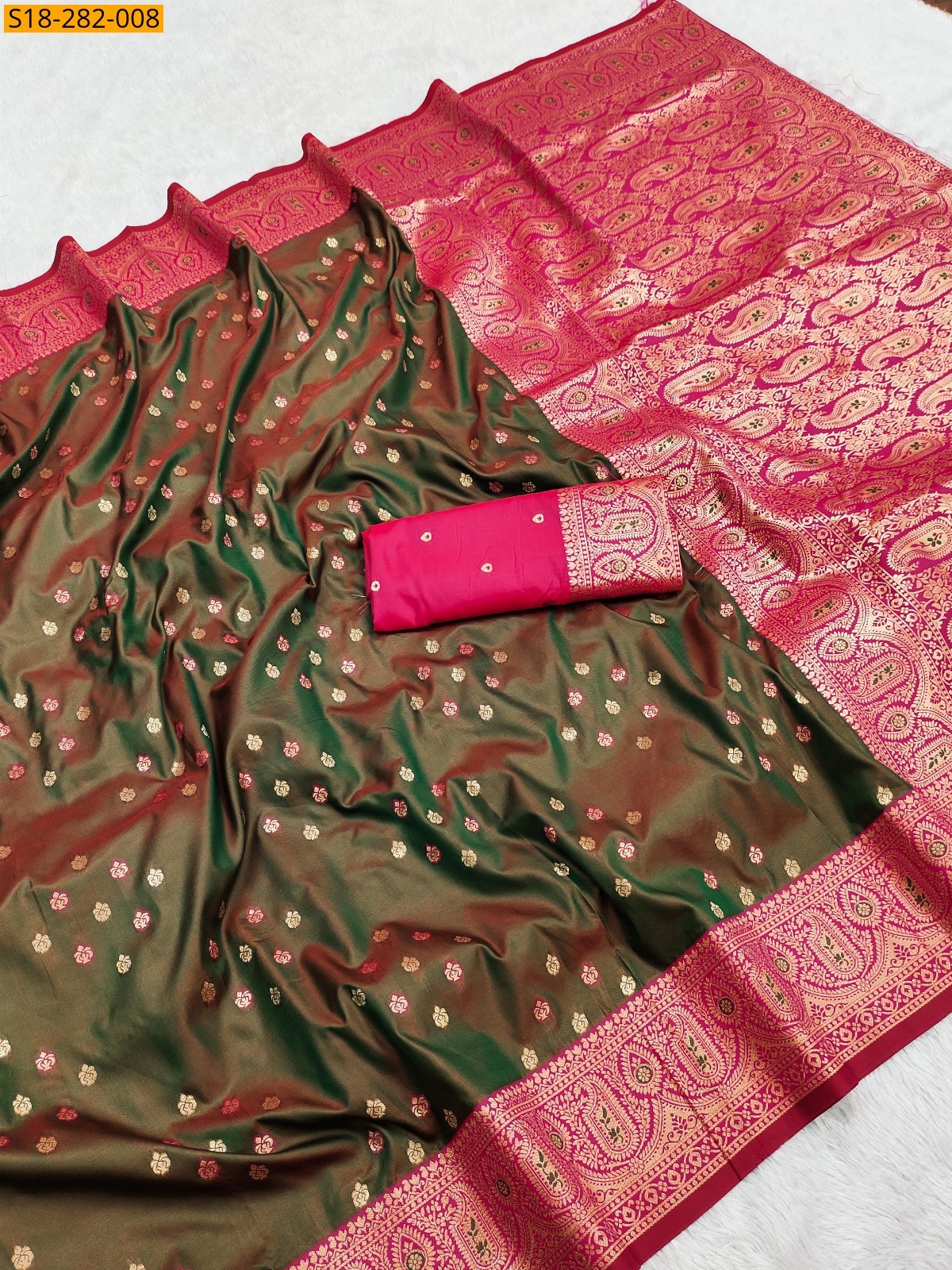 Green Banarasi silk saree