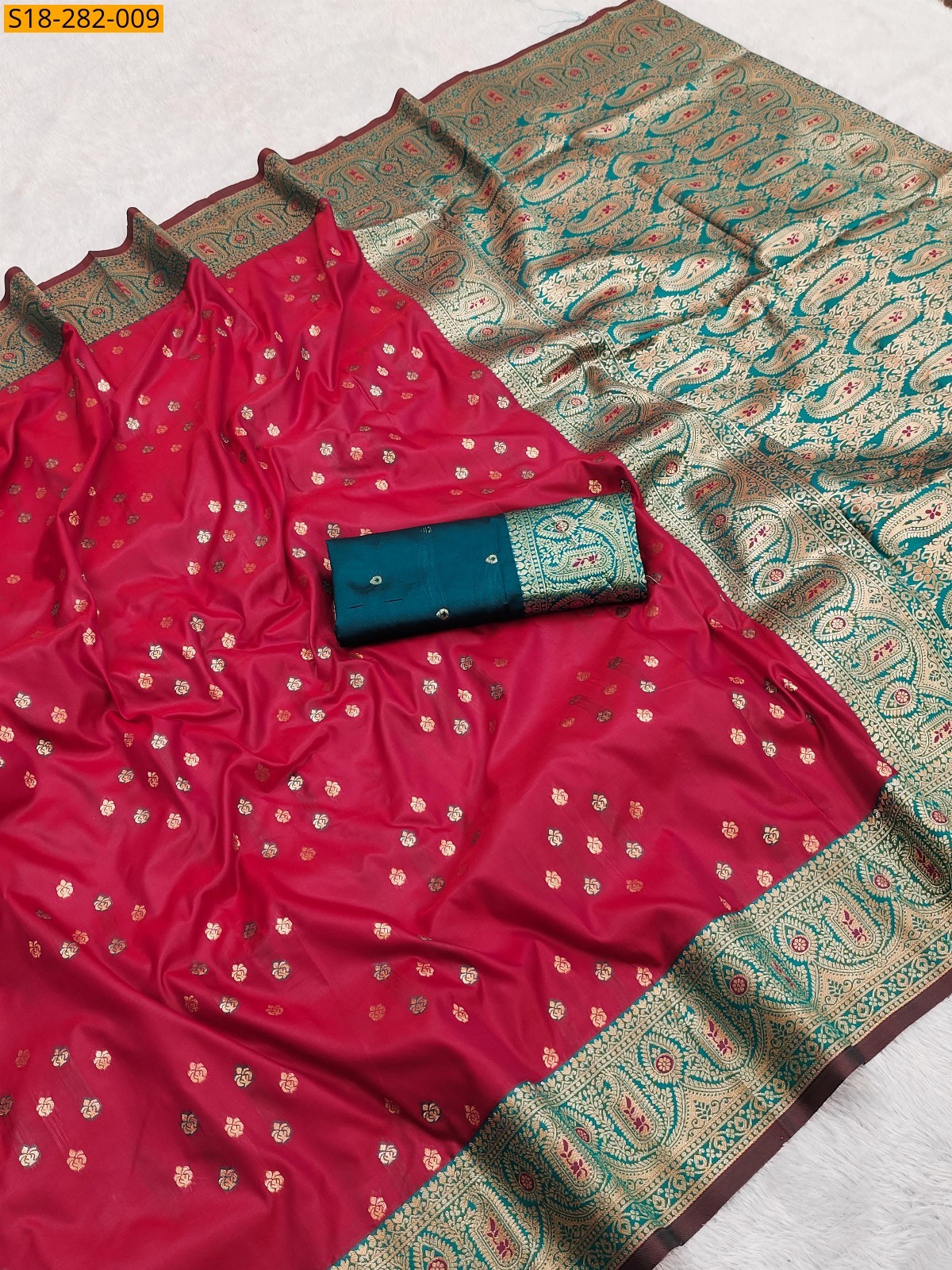 Pink Banarasi silk saree