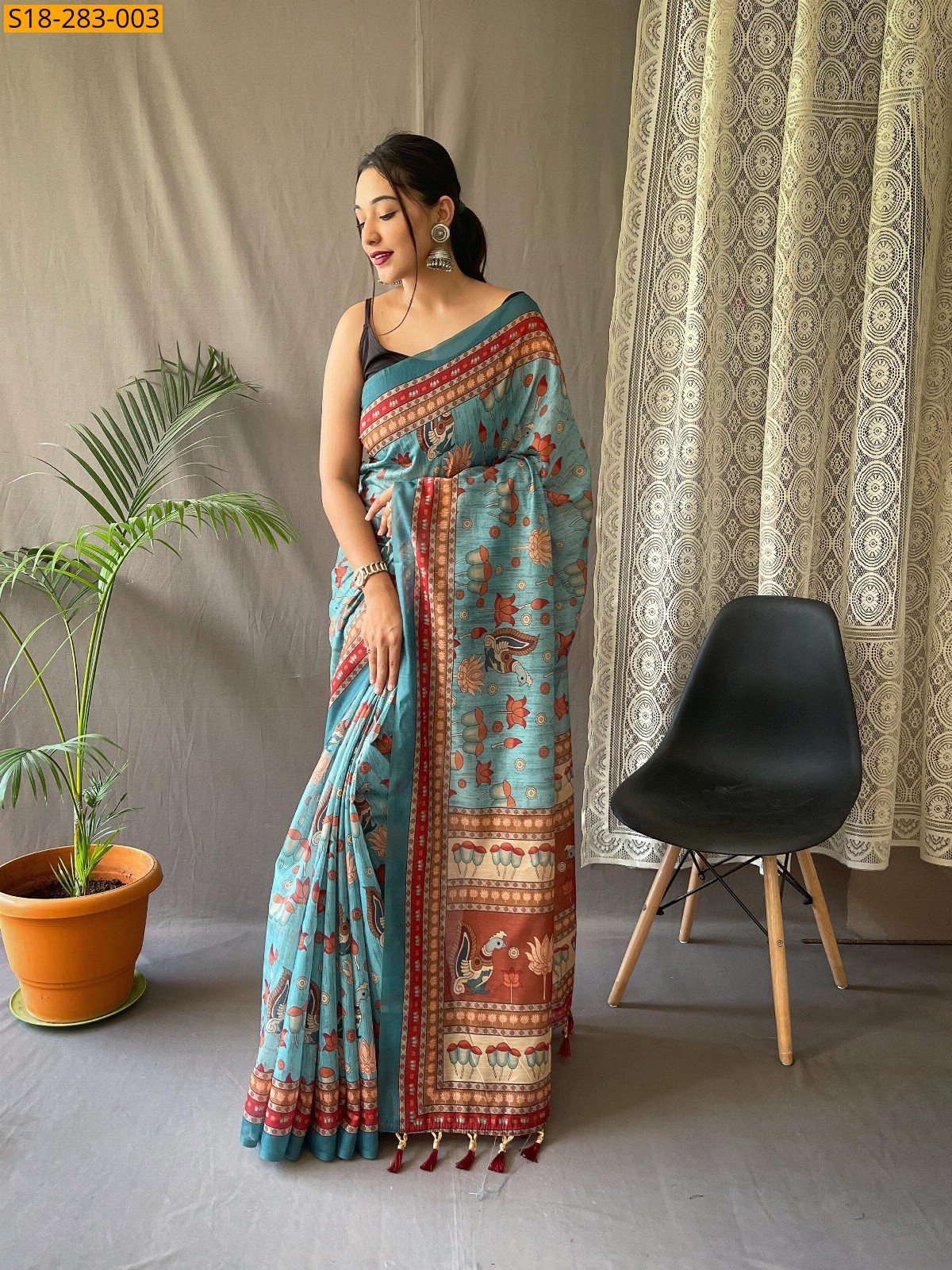 Blue Fancy malai cotton saree