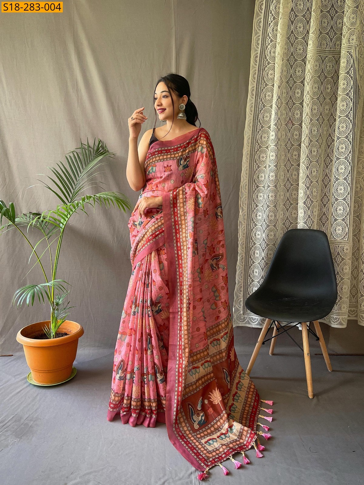 Peach Fancy malai cotton saree