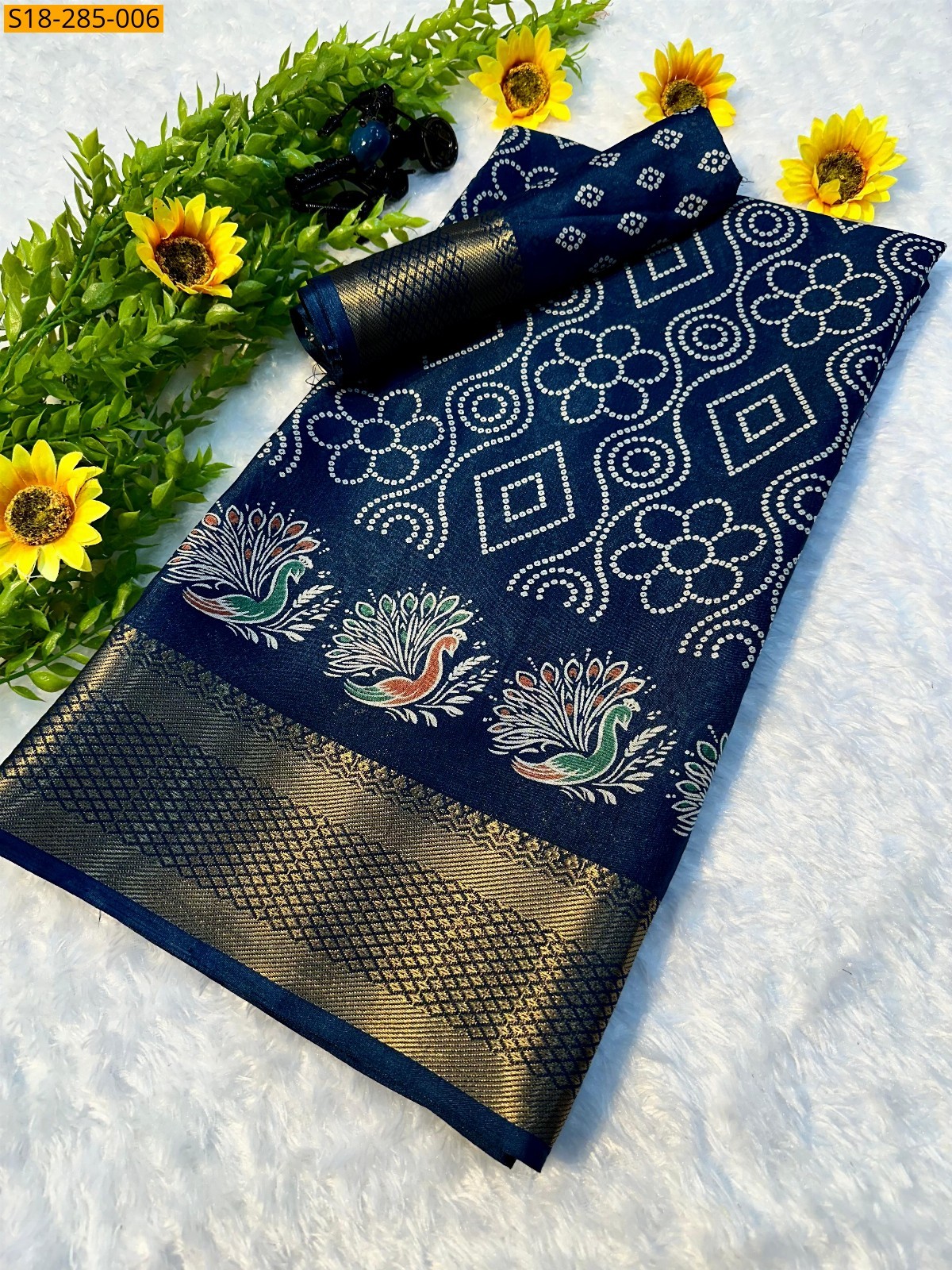 Blue Fancy dola silk saree