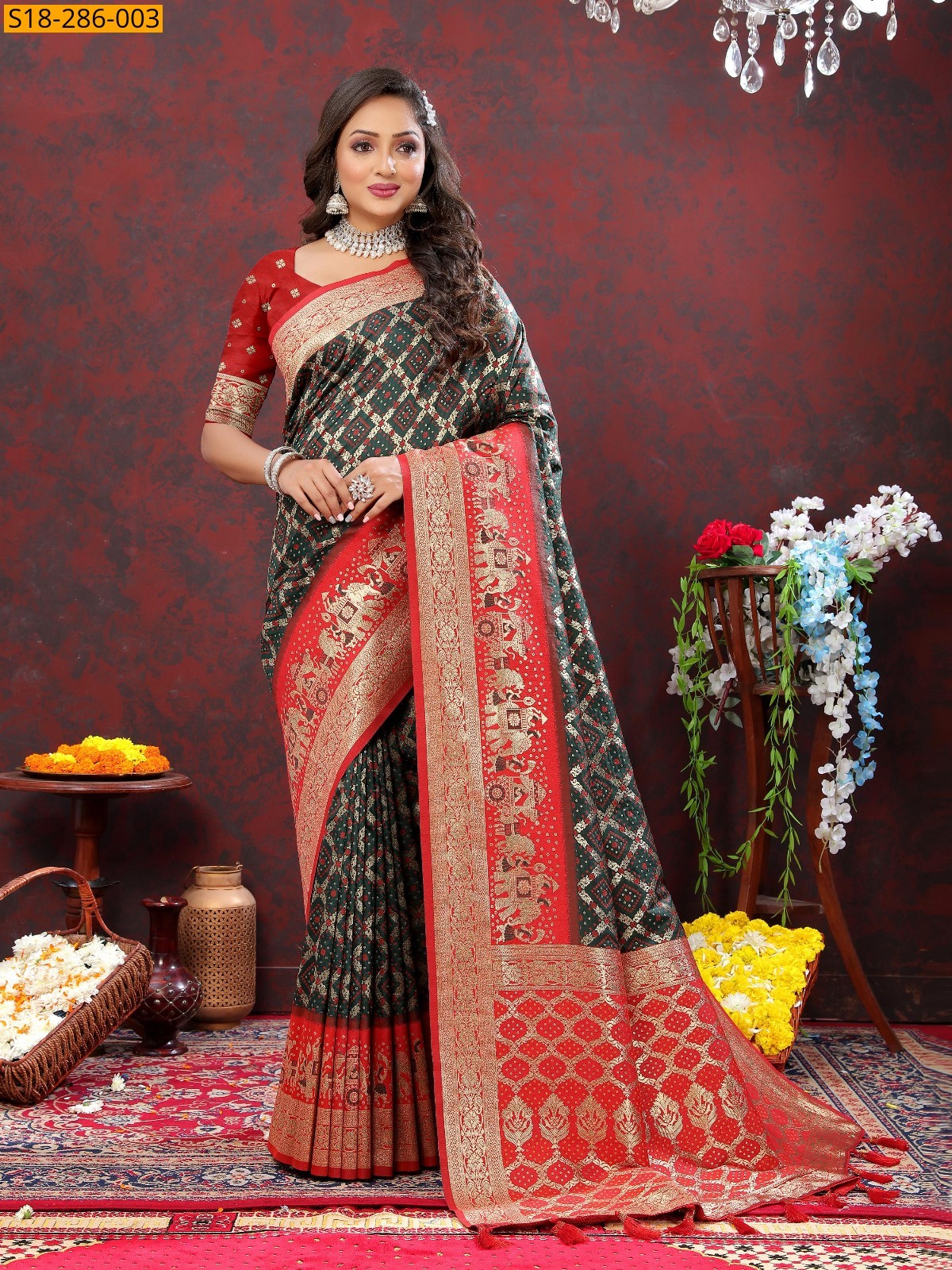 Green Fancy soft patola silk sarees