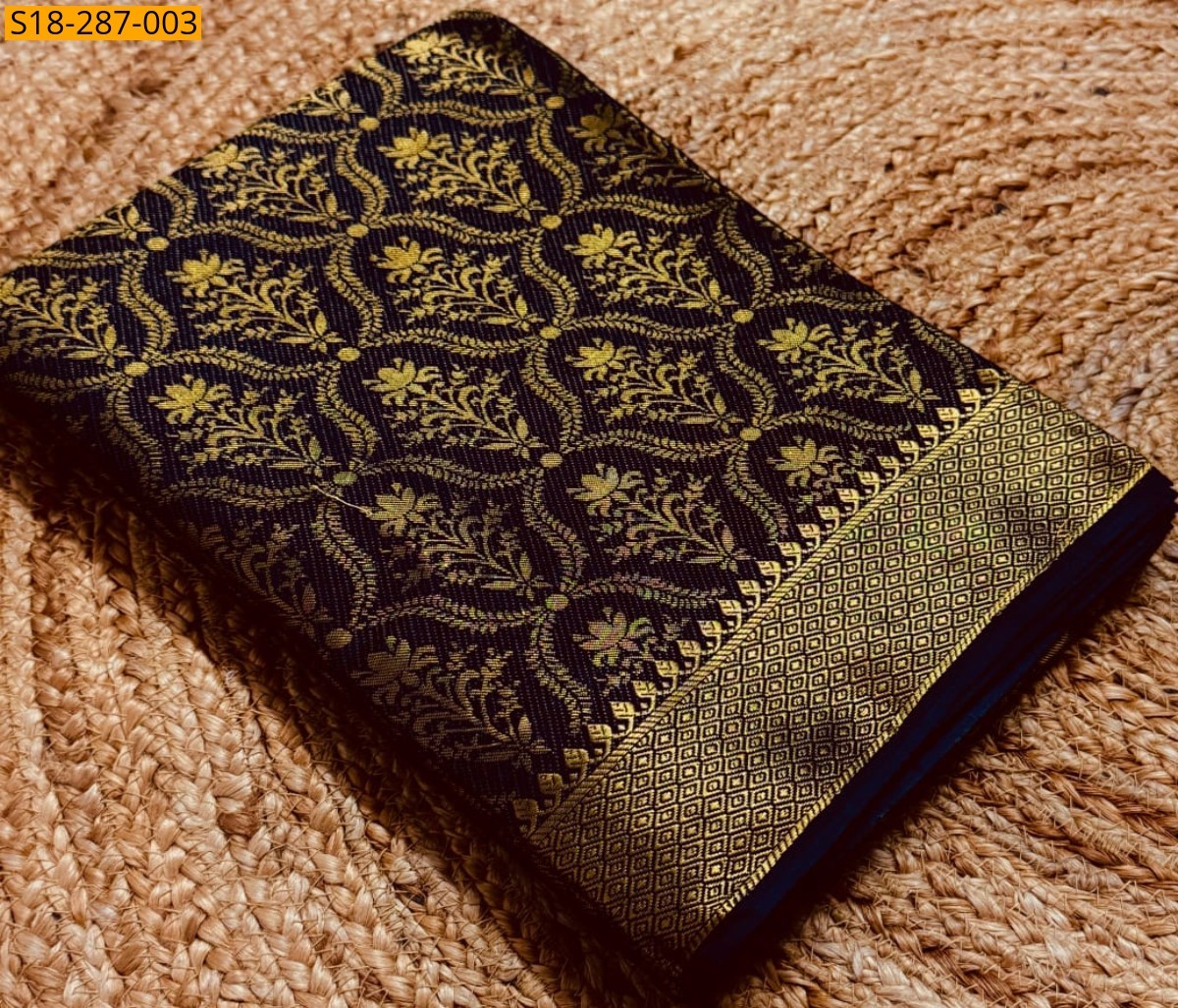 Black Fancy mysore silk saree