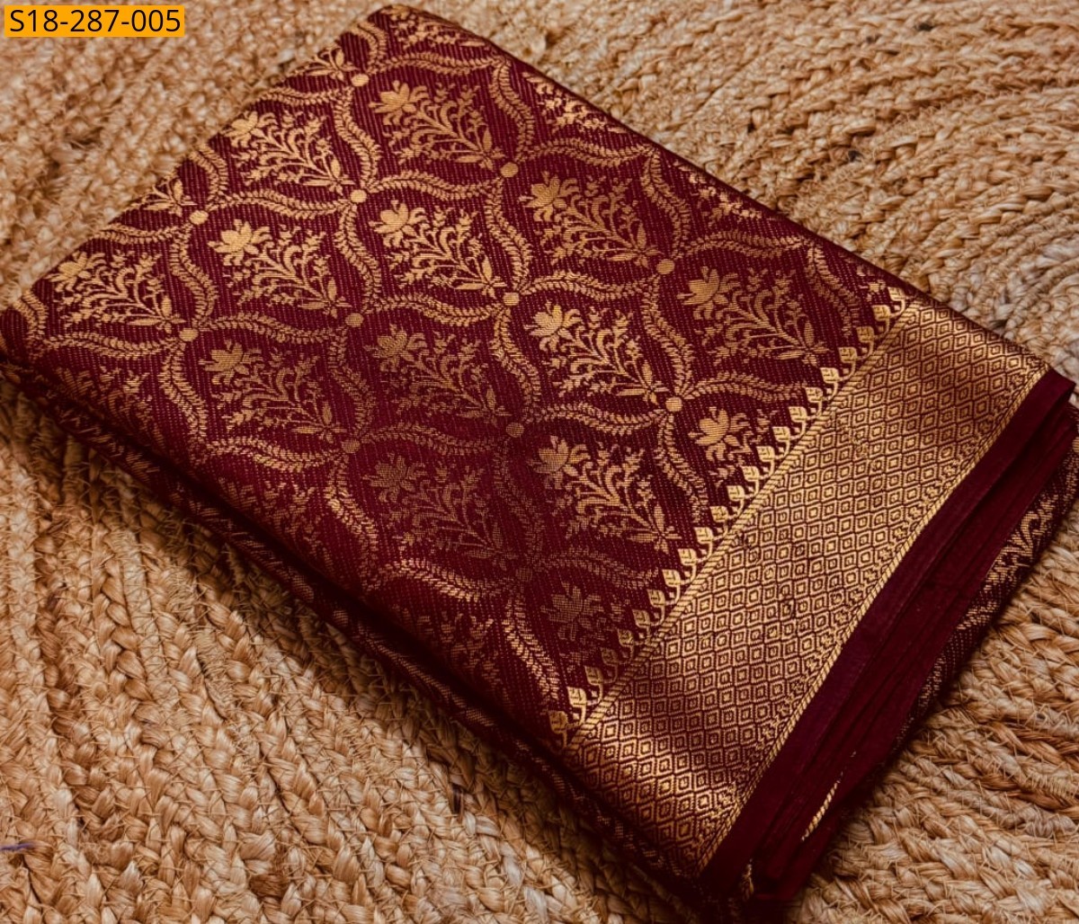 Maroon Fancy mysore silk saree