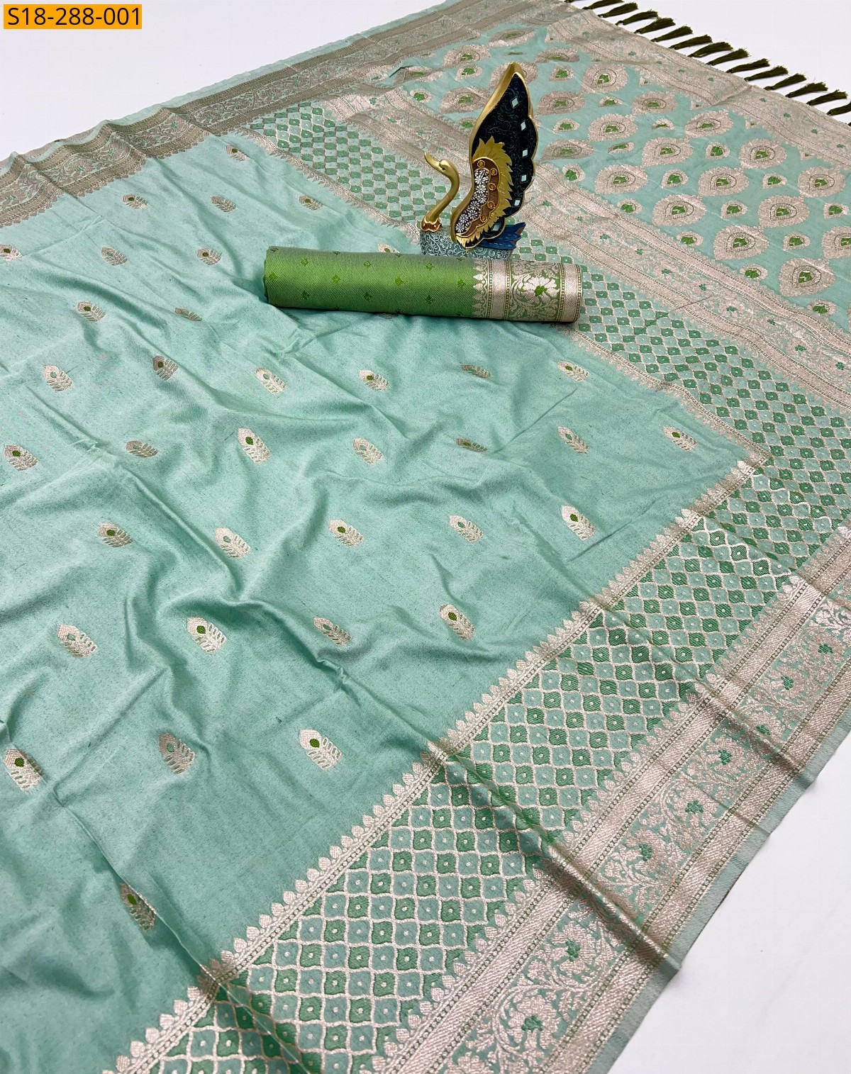 Green Fancy silk cotton saree