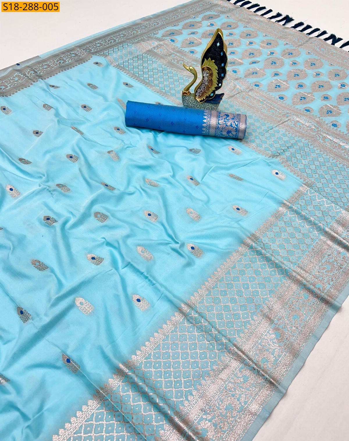Blue Fancy silk cotton saree