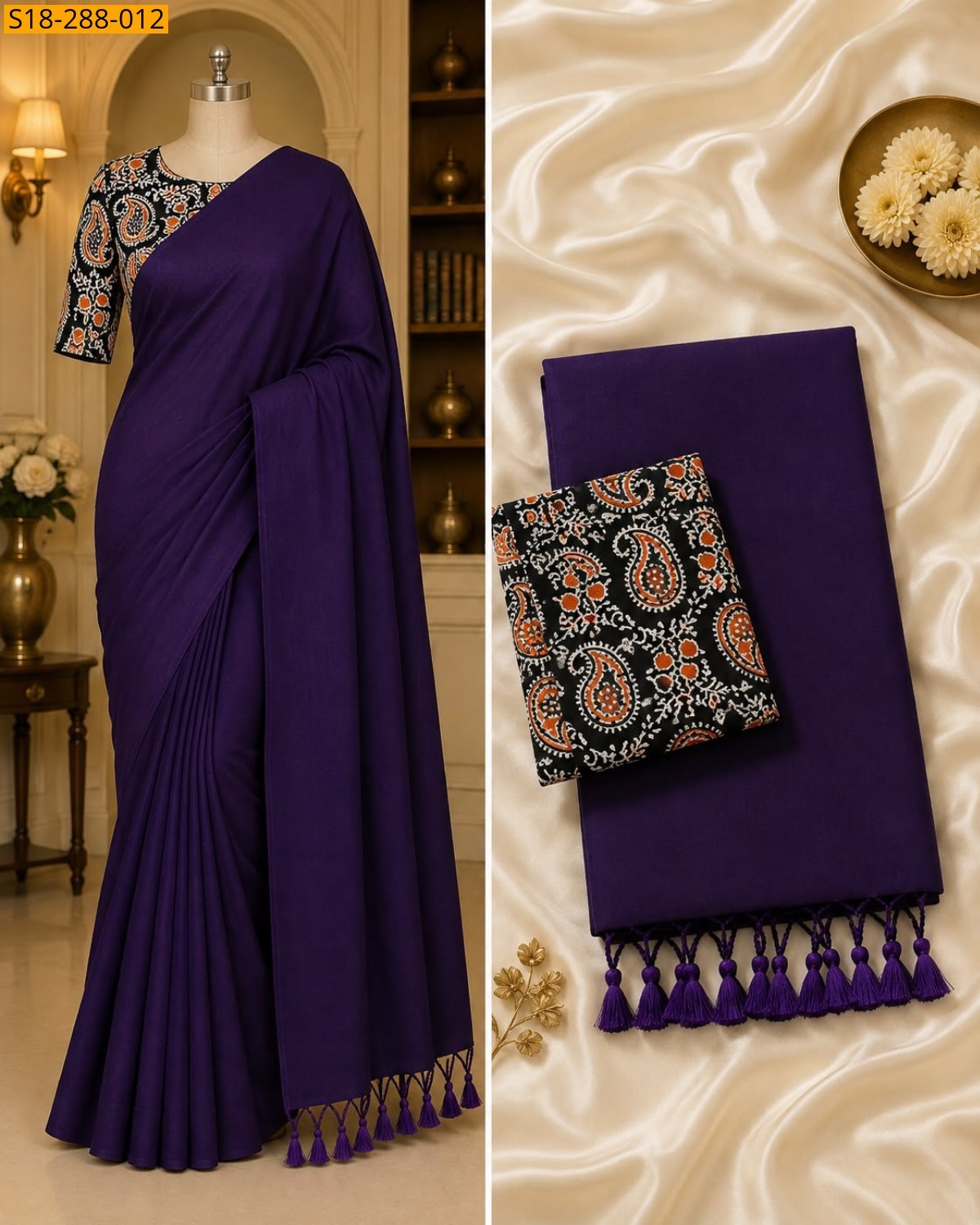 Violet Fancy Khadi Cotton Saree