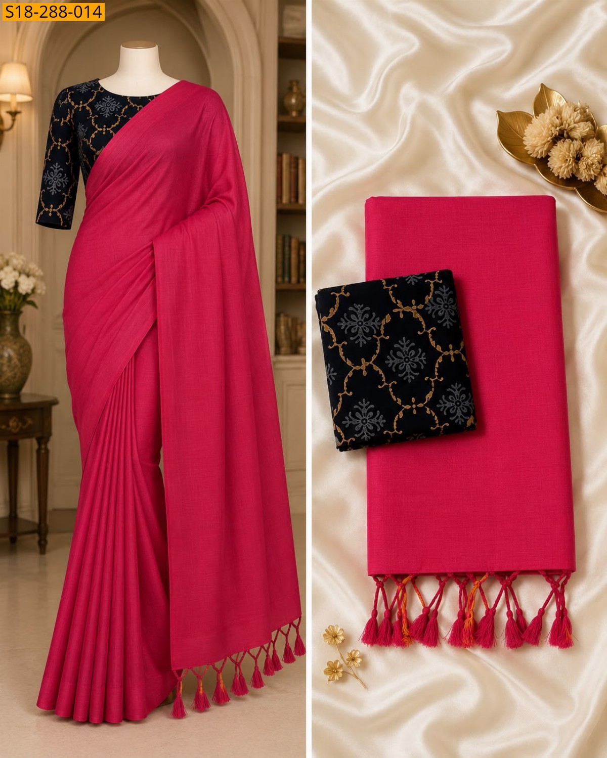 Pink Fancy Khadi Cotton Saree