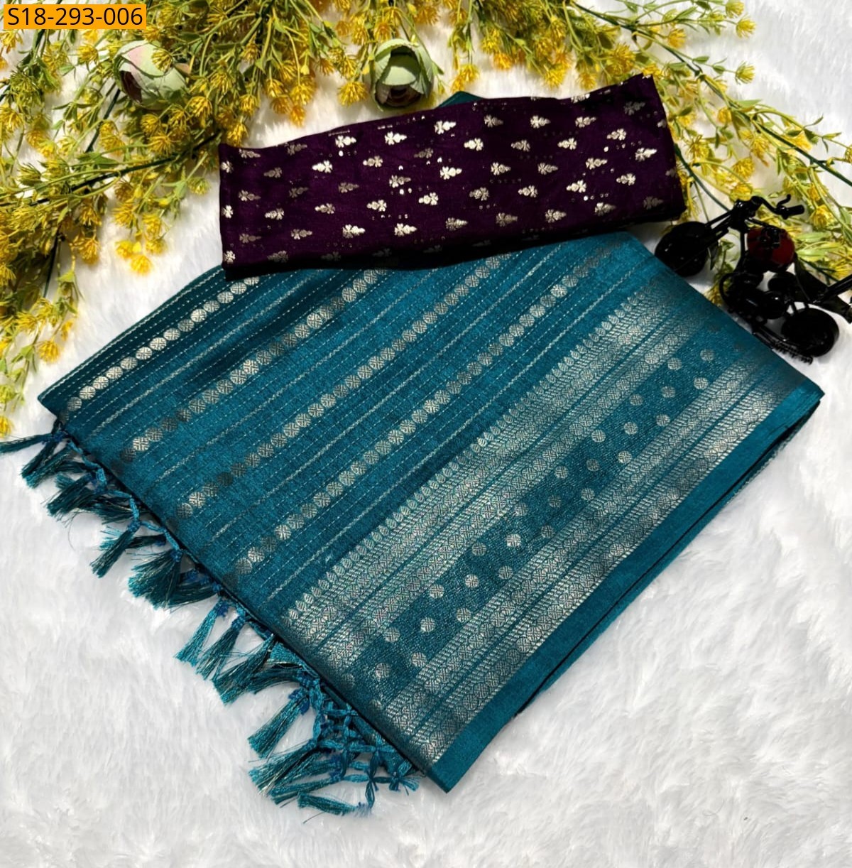 Blue Heavy georgette silk saree
