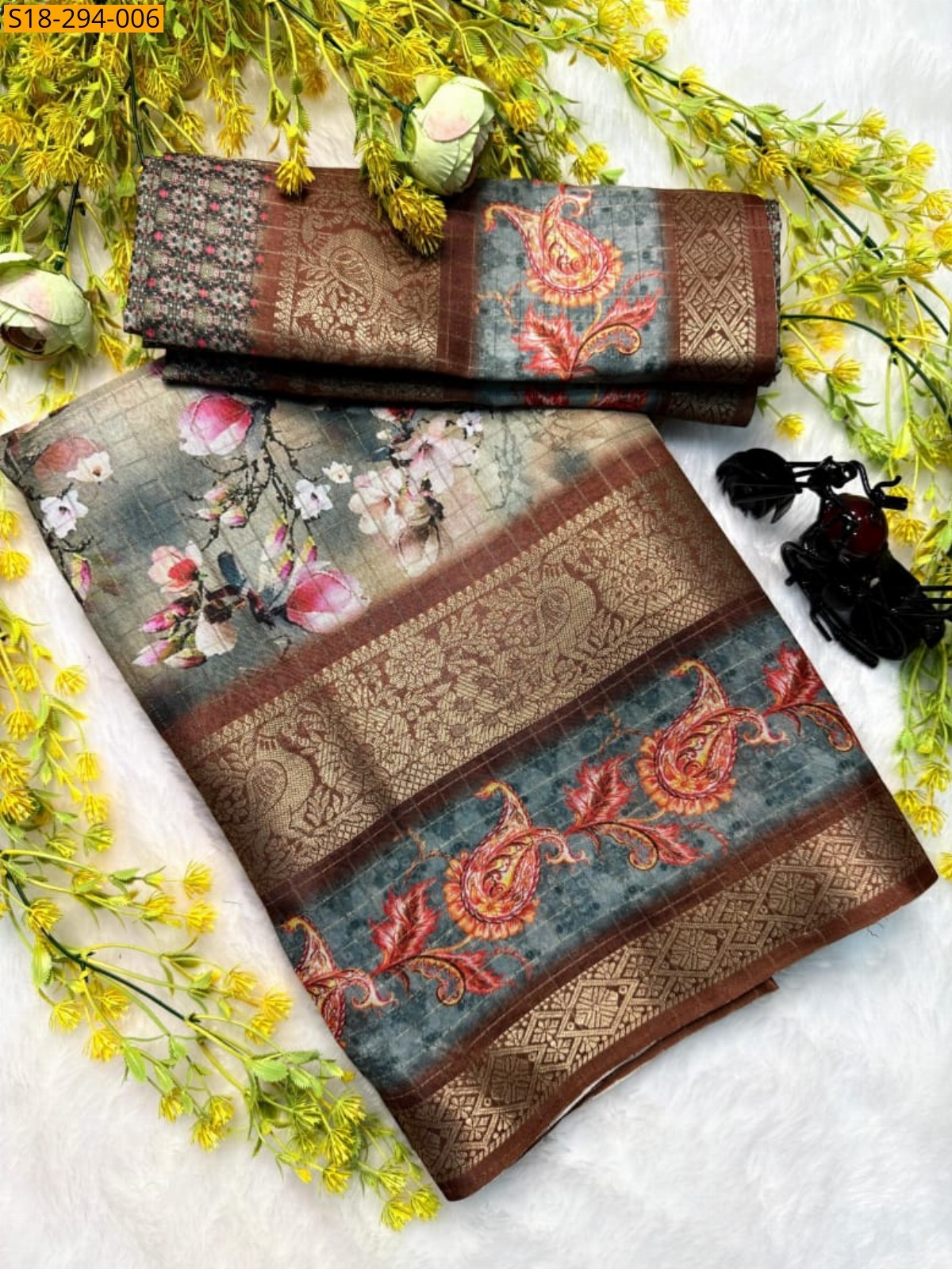 Gray Dola silk saree