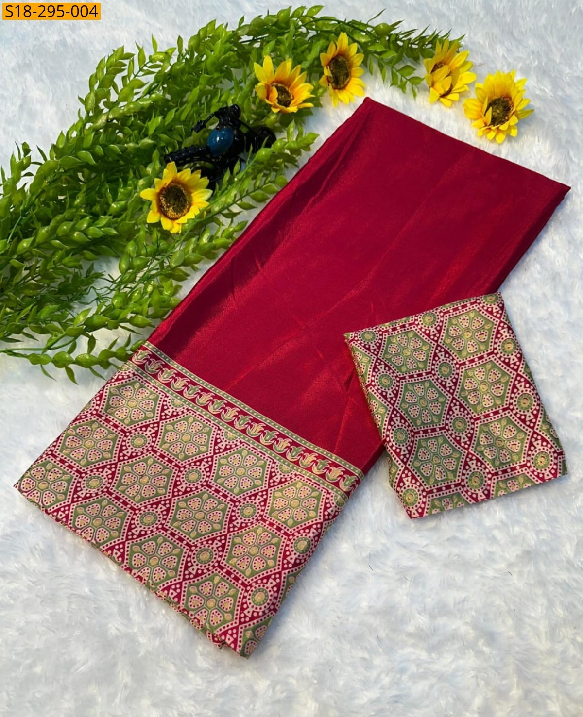Red Fancy gajji silk saree