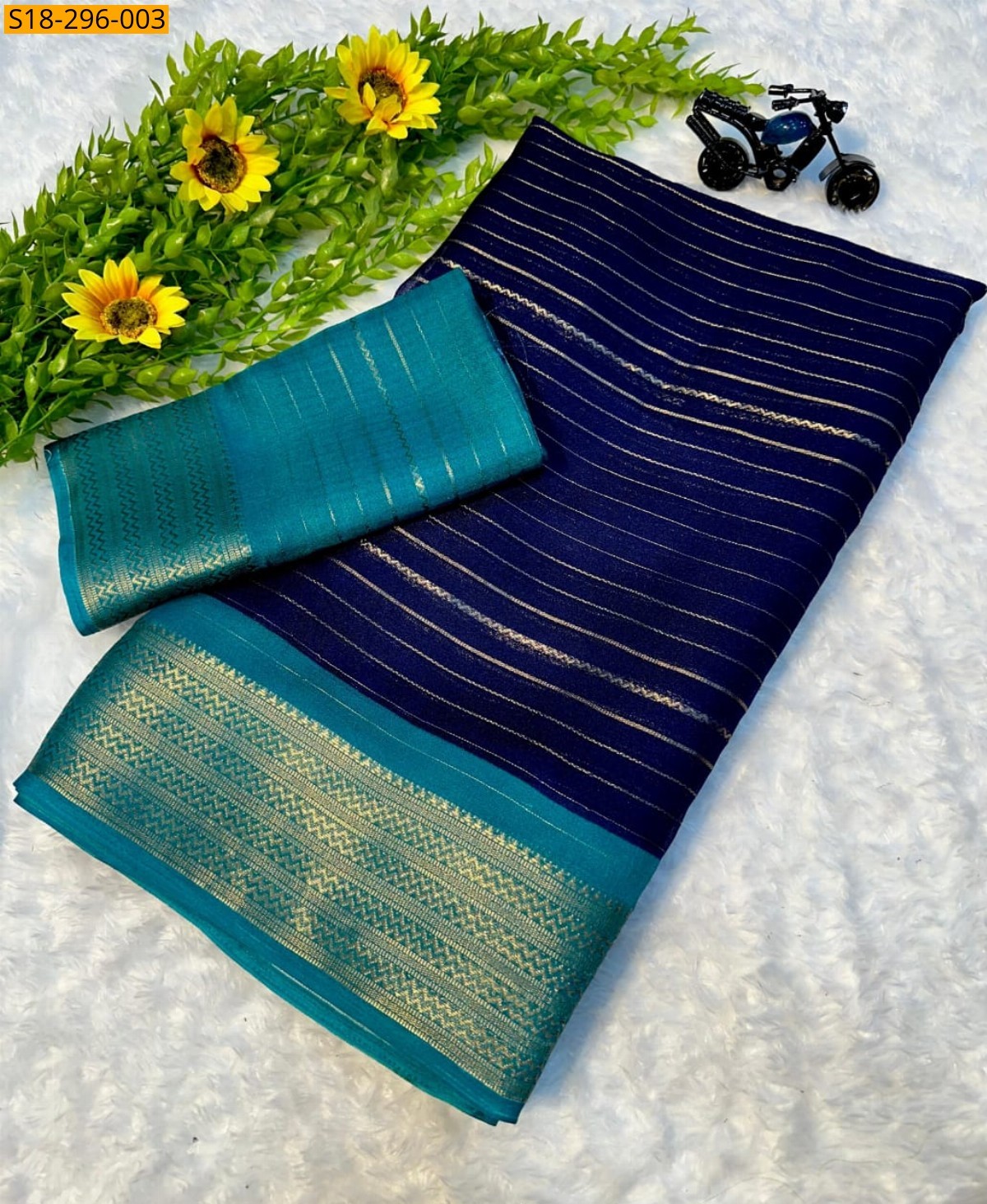 Blue Fancy mysore silk saree