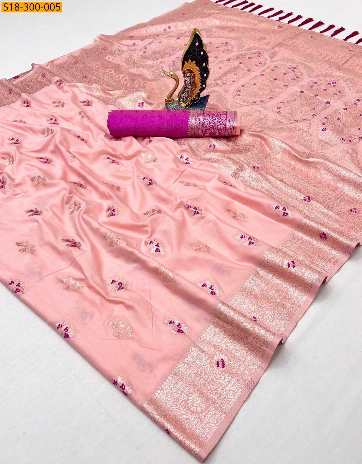 Peach Fancy banarasi silk sarees
