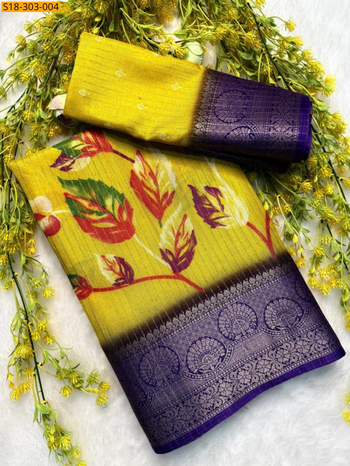 Yellow Fancy riko zari silk sarees