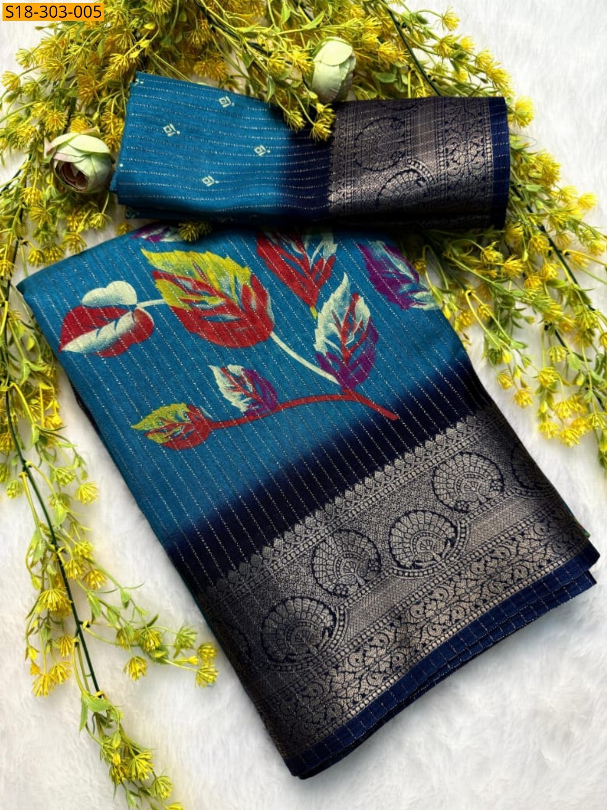 Blue Fancy riko zari silk sarees
