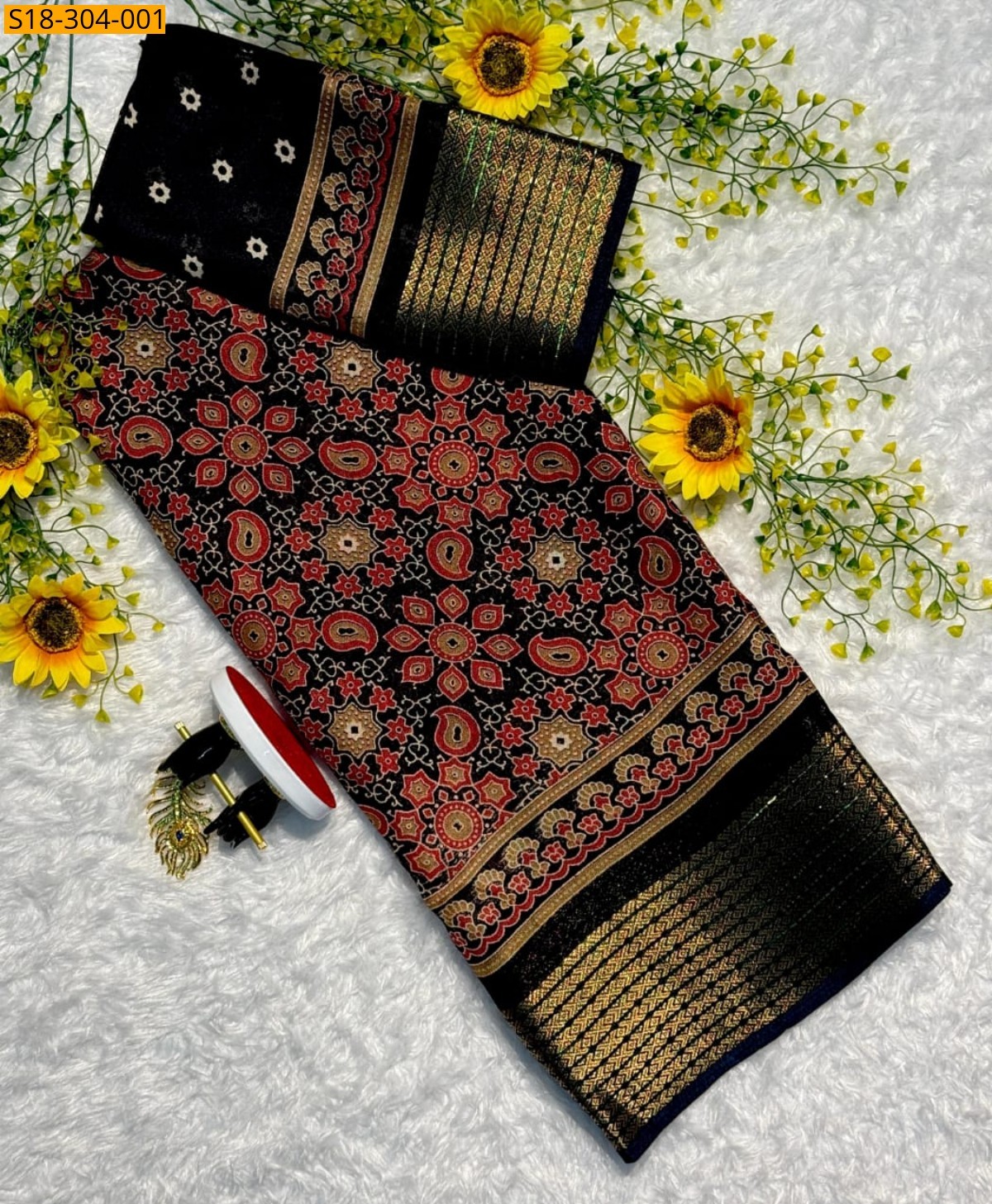 Black Fancy marshmellow silk sarees