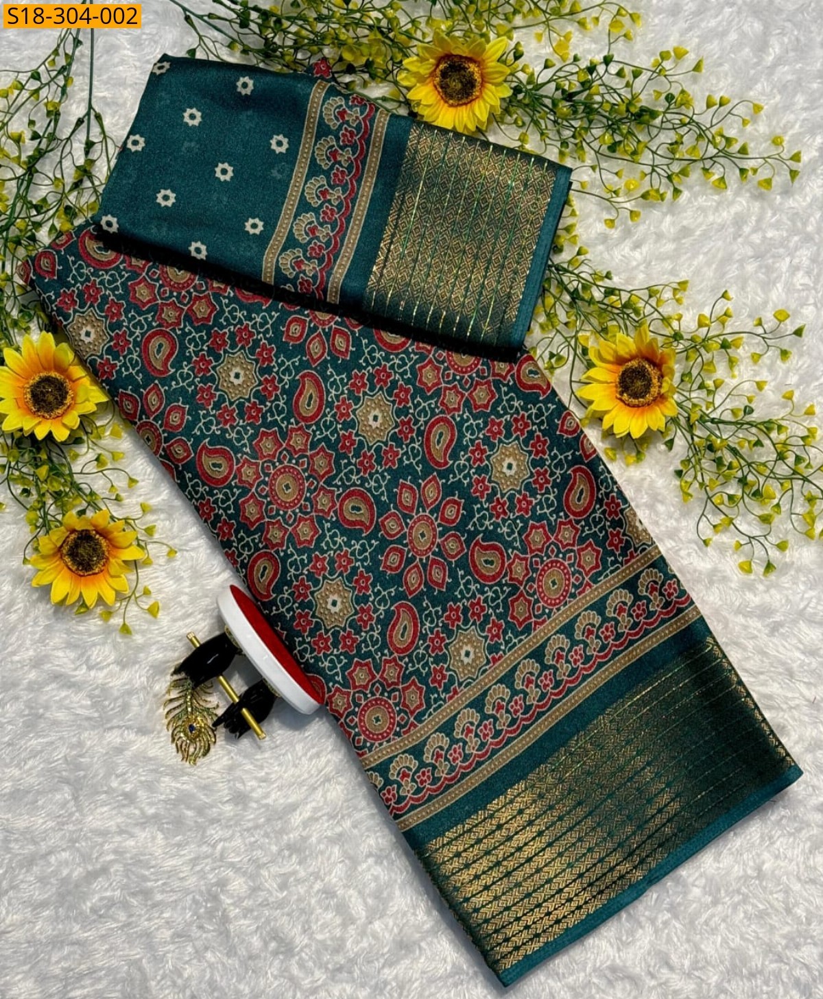 Green Fancy marshmellow silk sarees