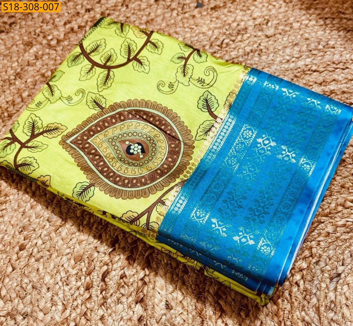 Green Fancy semi silk sarees