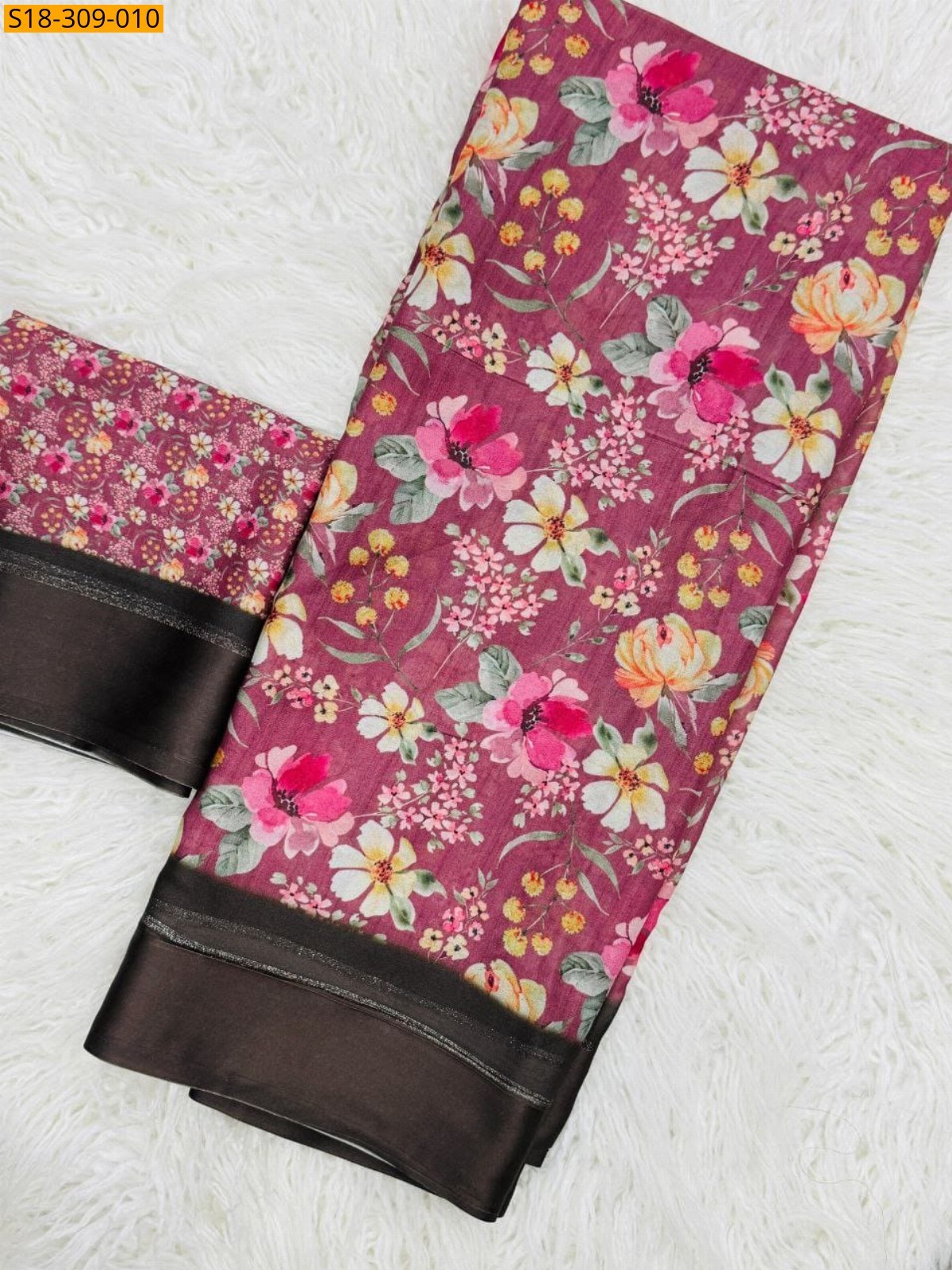 Pink Fancy Moss Satin Soft Silk Saree