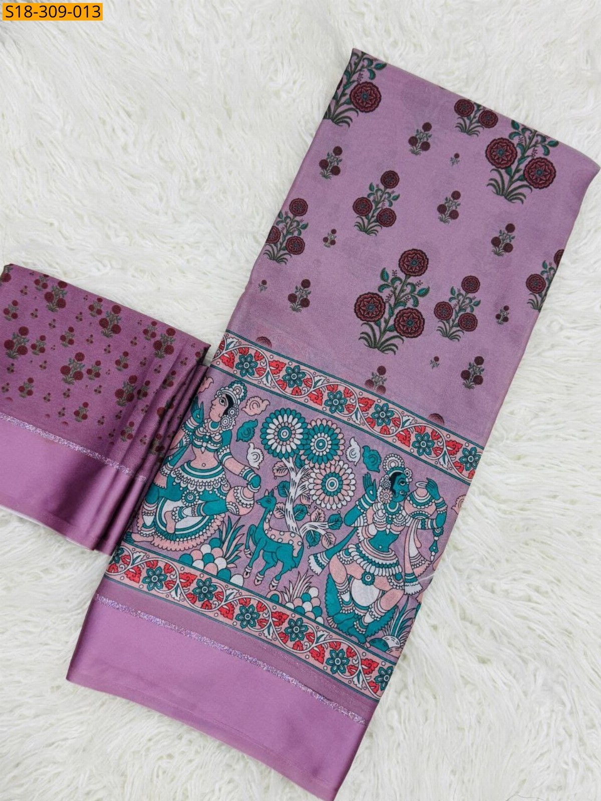 Pink Fancy Moss Satin Soft Silk Saree