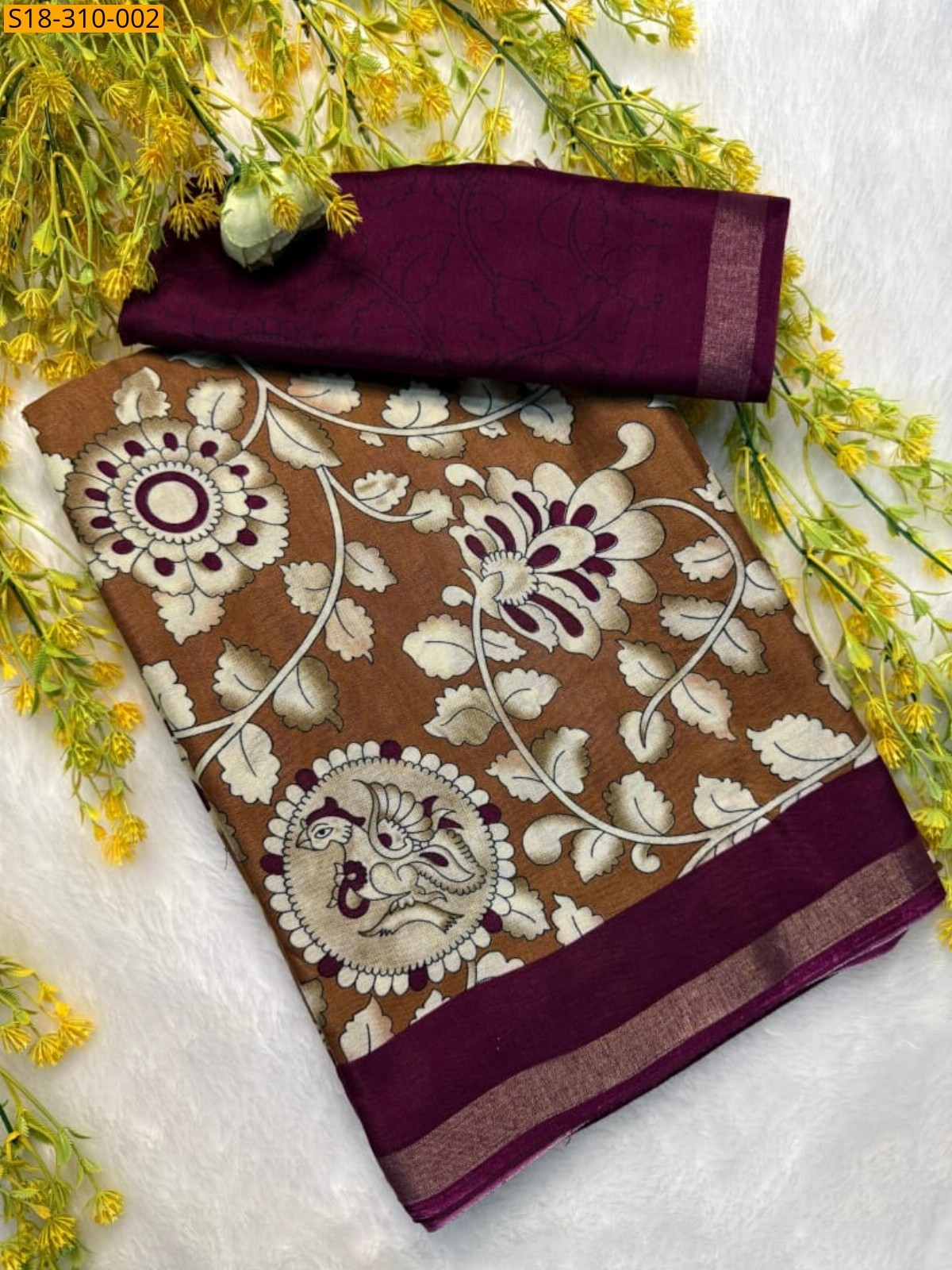 Brown Fancy mulmul sarees