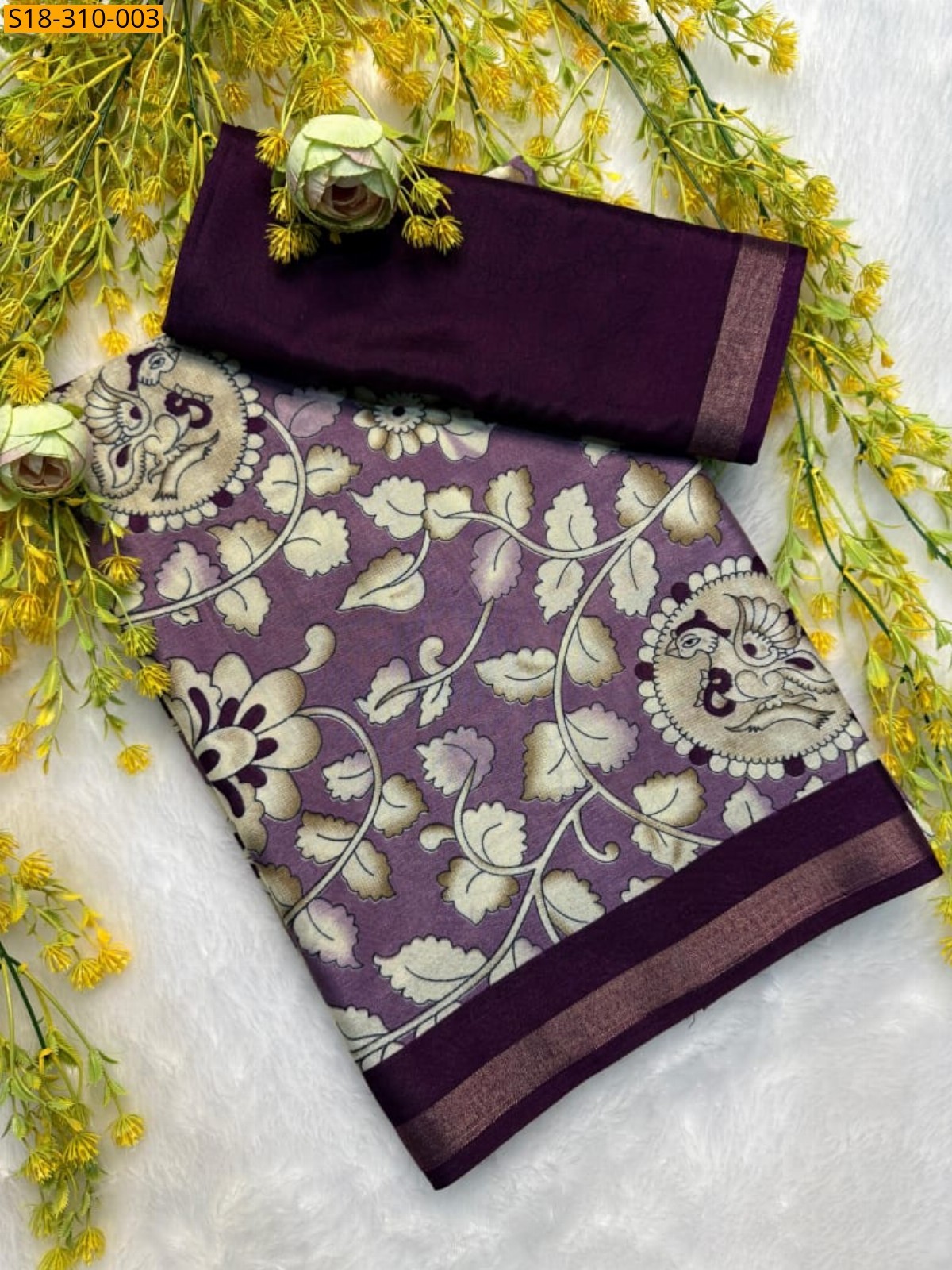 Purple Fancy mulmul sarees