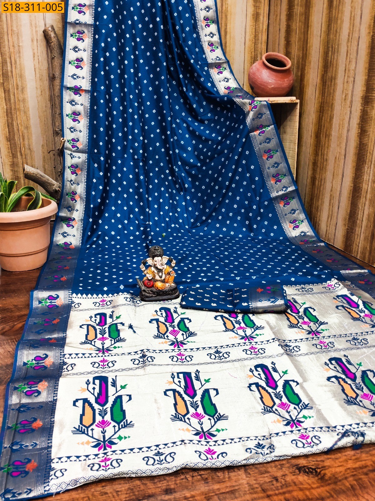 Morpitch Fancy Dola Soft Silk Bandhej Sarees