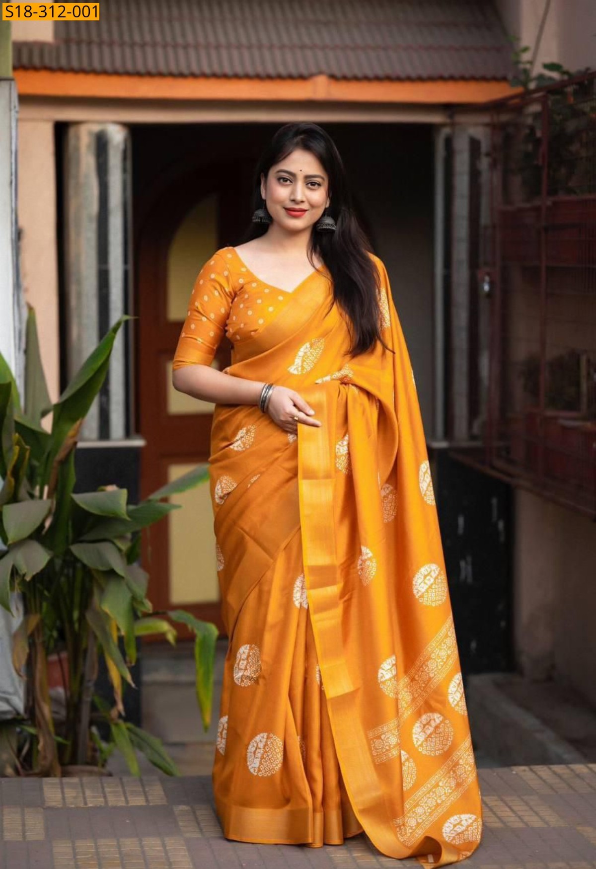 Yellow Fancy cotton crape sarees