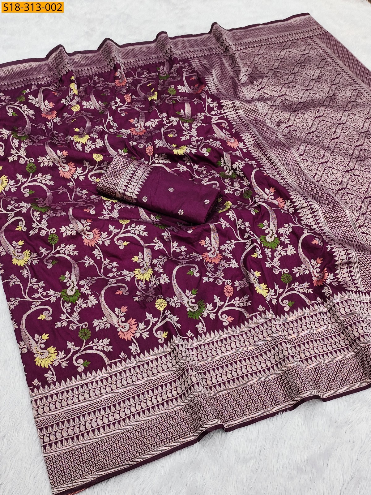 Maroon Fancy khadi pashmina silk sarees 
