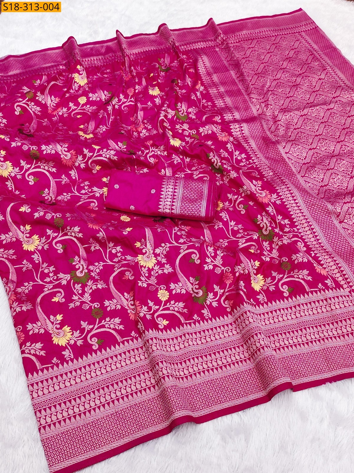 Pink Fancy khadi pashmina silk sarees 