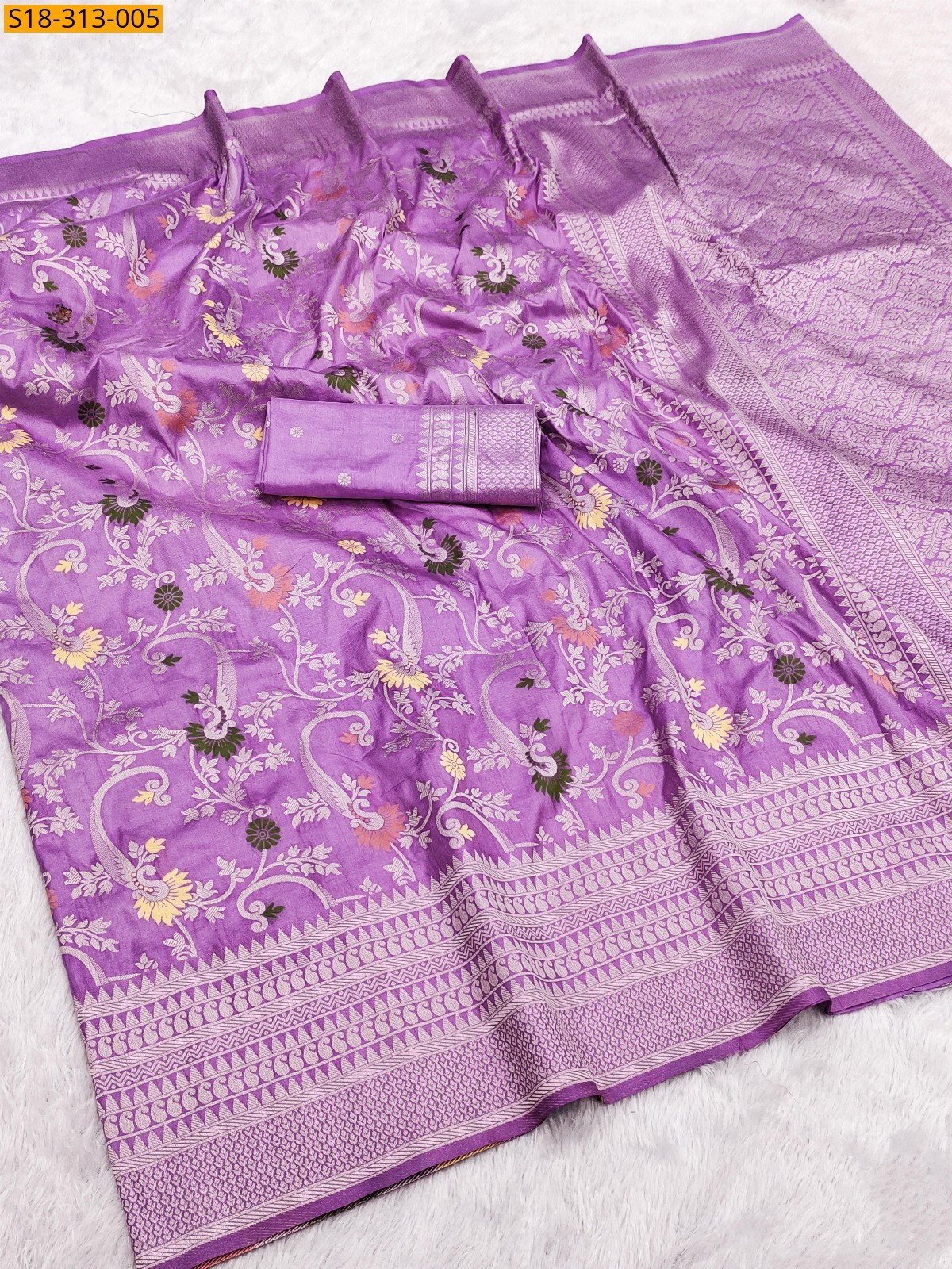 Purple Fancy khadi pashmina silk sarees 