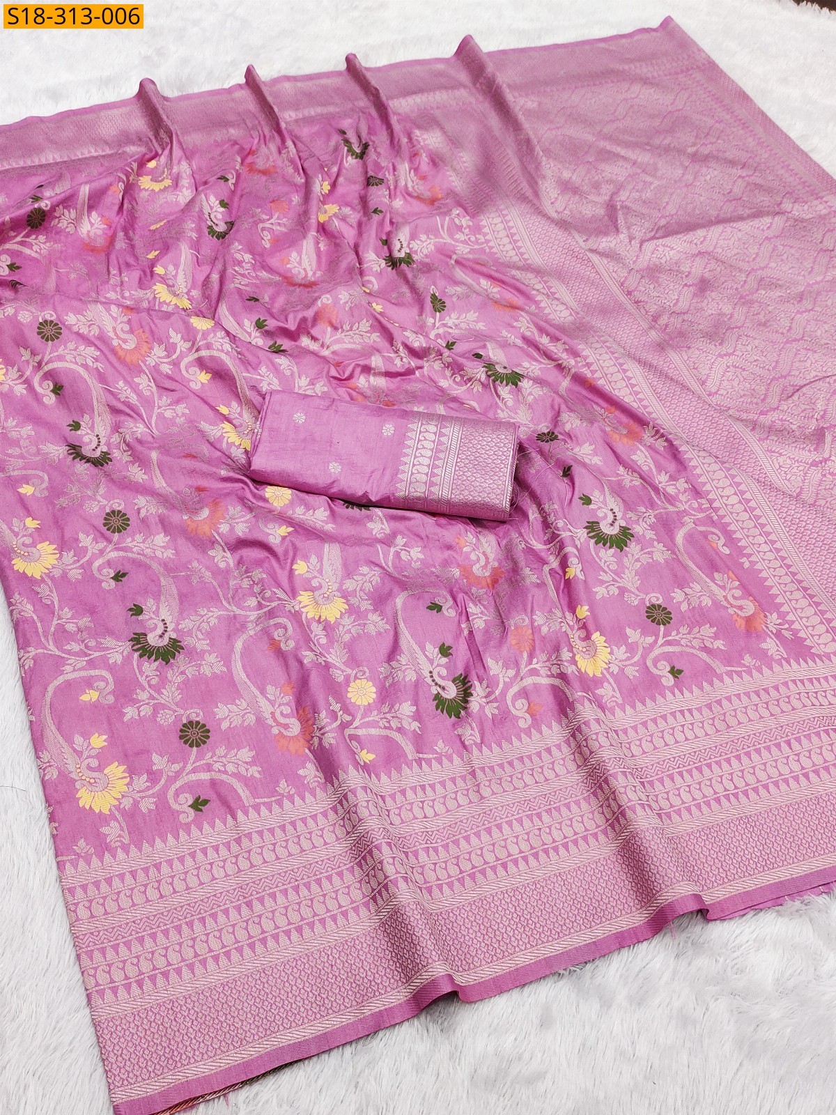 Pink Fancy khadi pashmina silk sarees 