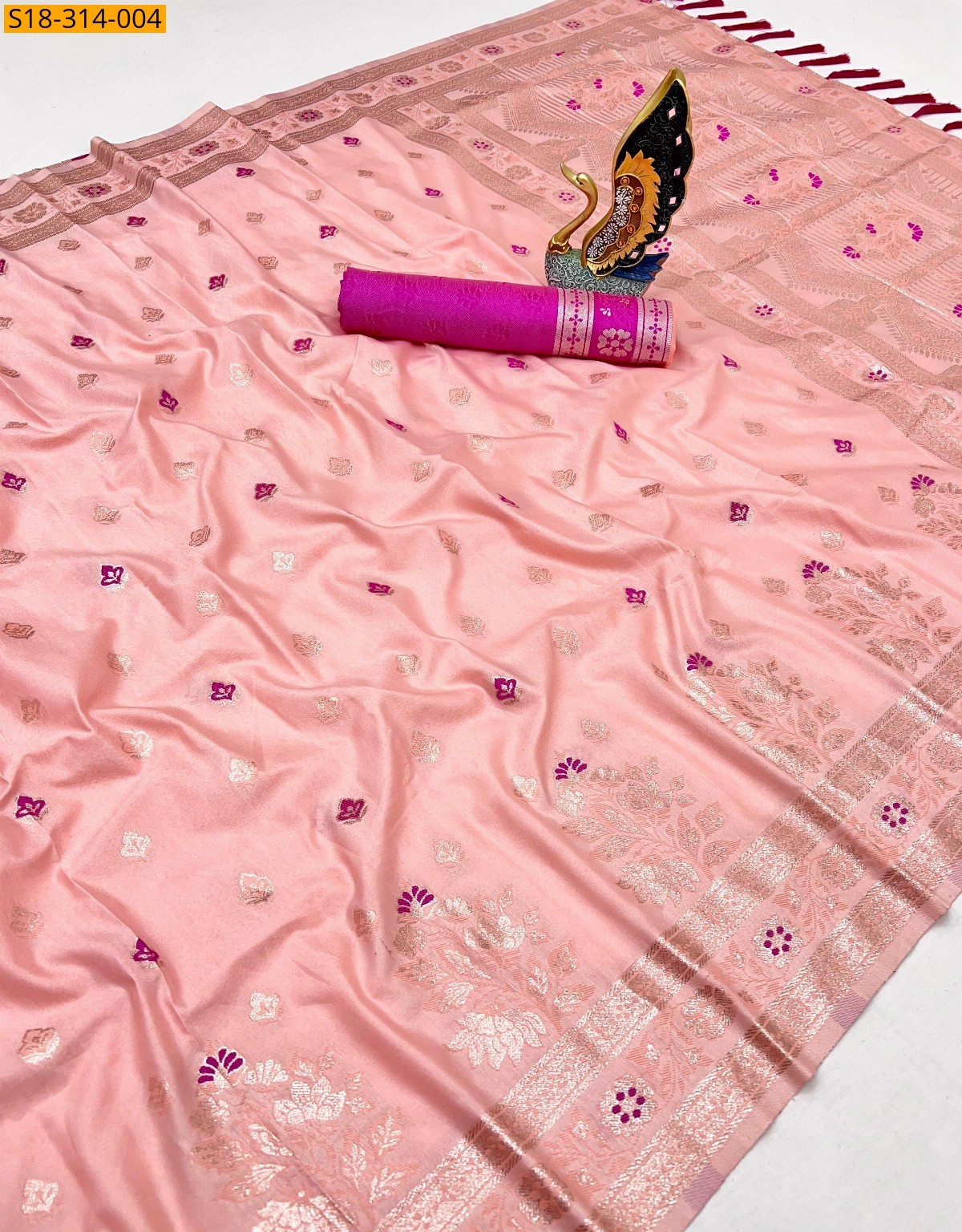 Peach Fancy kanjivuram silk sarees