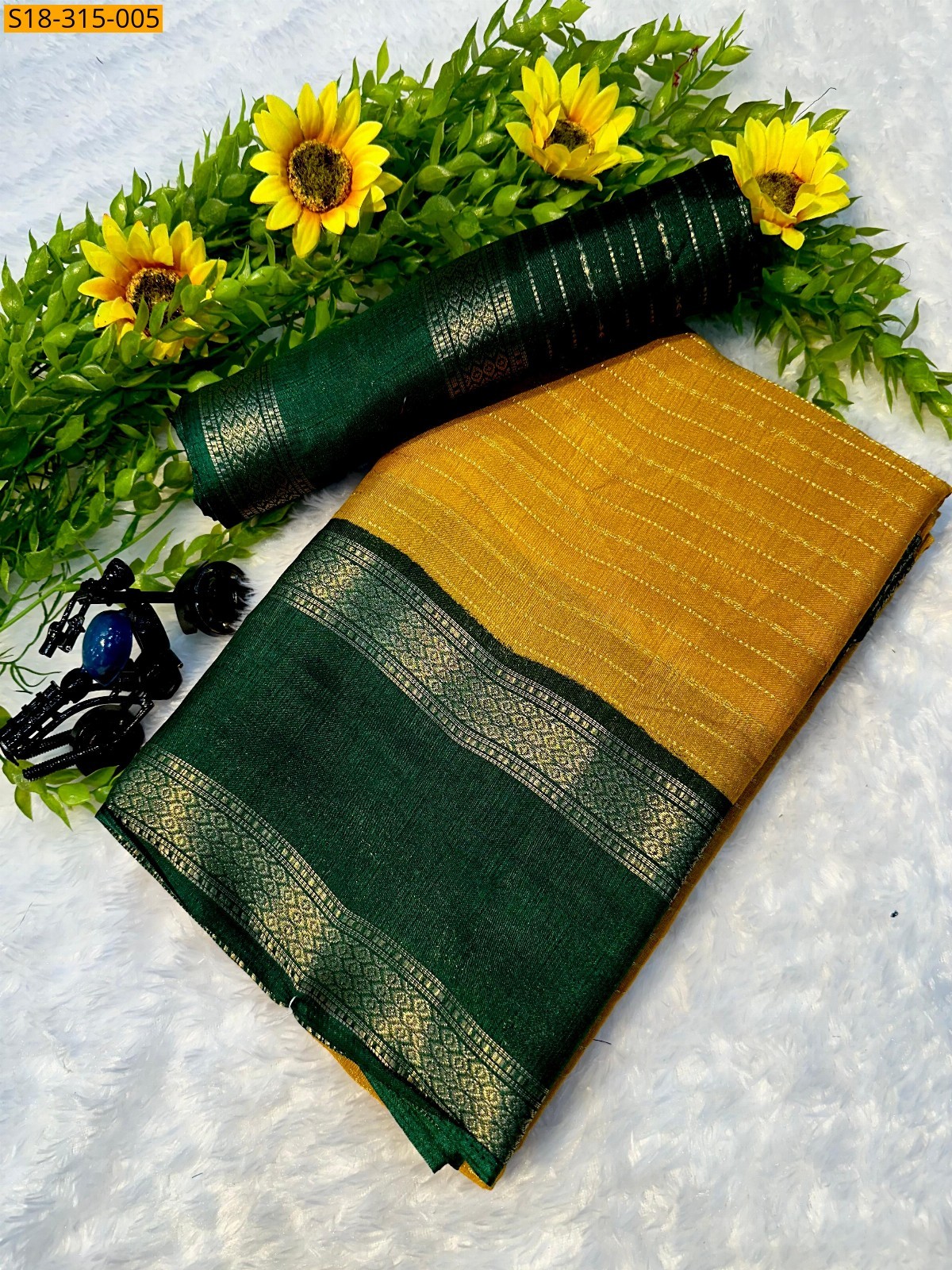 Yellow Fancy mysore silk saree