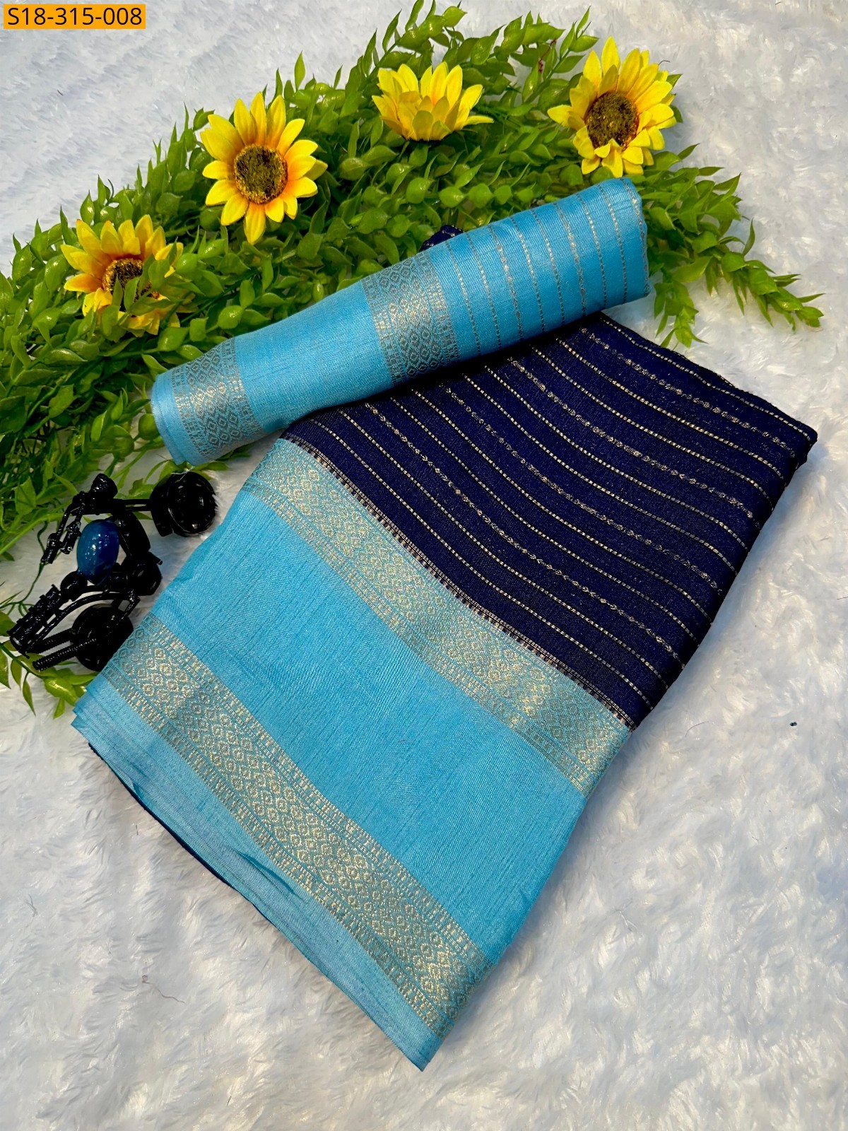 Blue Fancy mysore silk saree