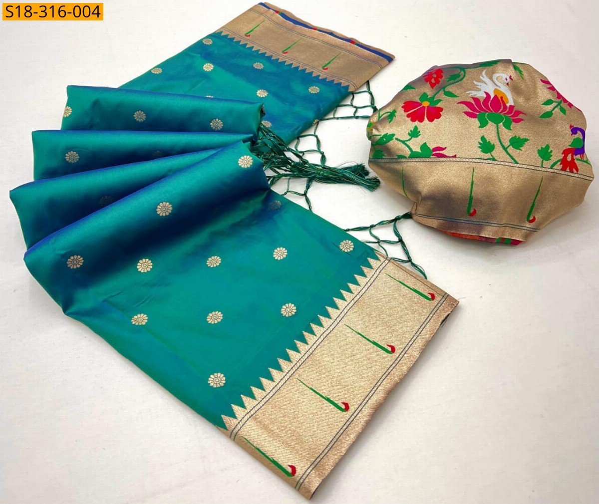 Rama Green Soft Paithani sarees
