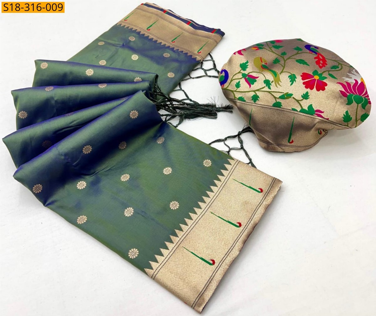Green Soft Paithani sarees