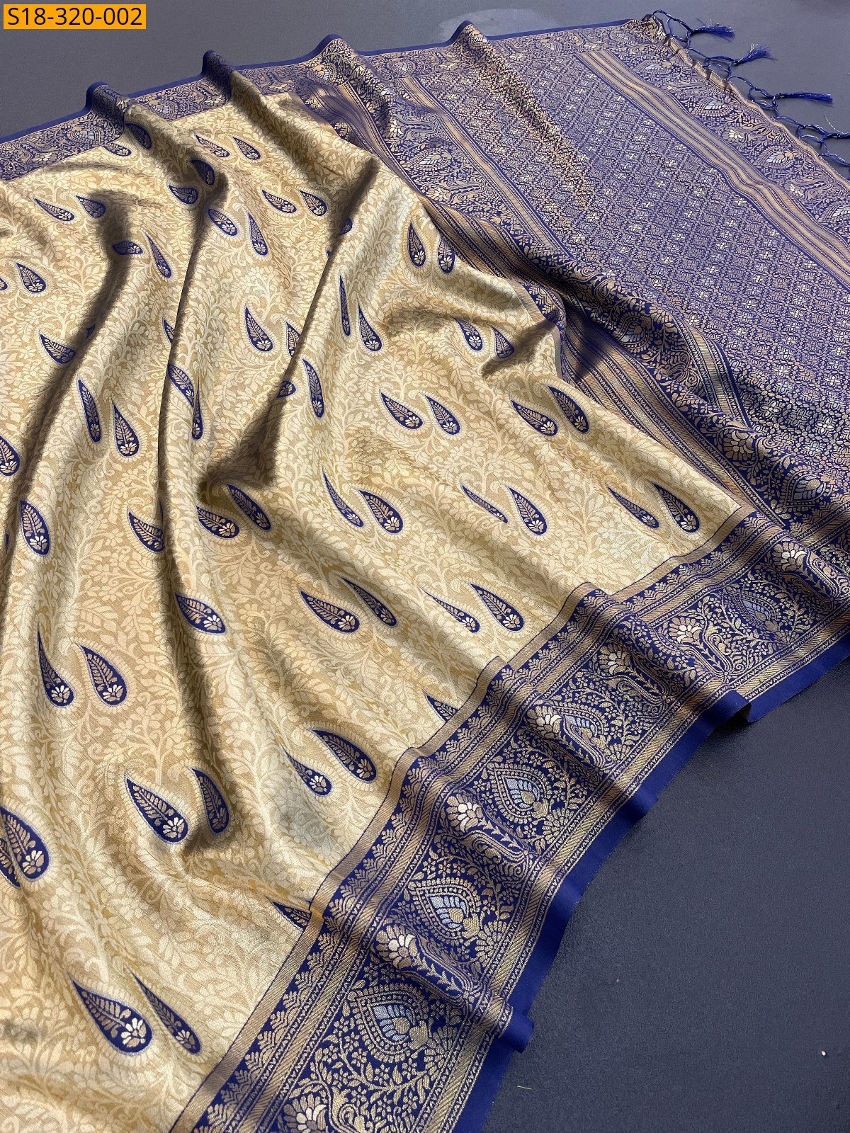 Navy Blue Fancy Banarasi Tissue silk saree