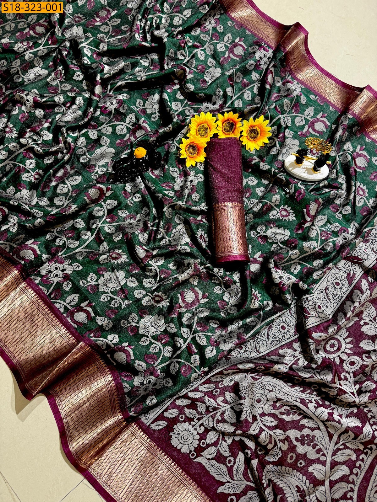 Green Fancy mangalagiri dola silk saree