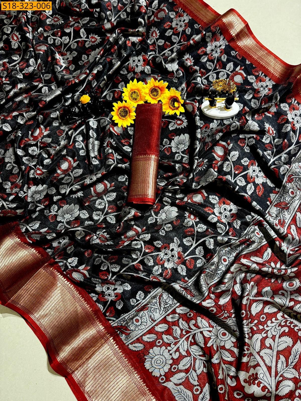 Black Fancy mangalagiri dola silk saree