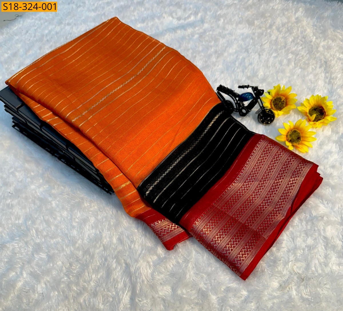 Orange Fancy mysore silk saree