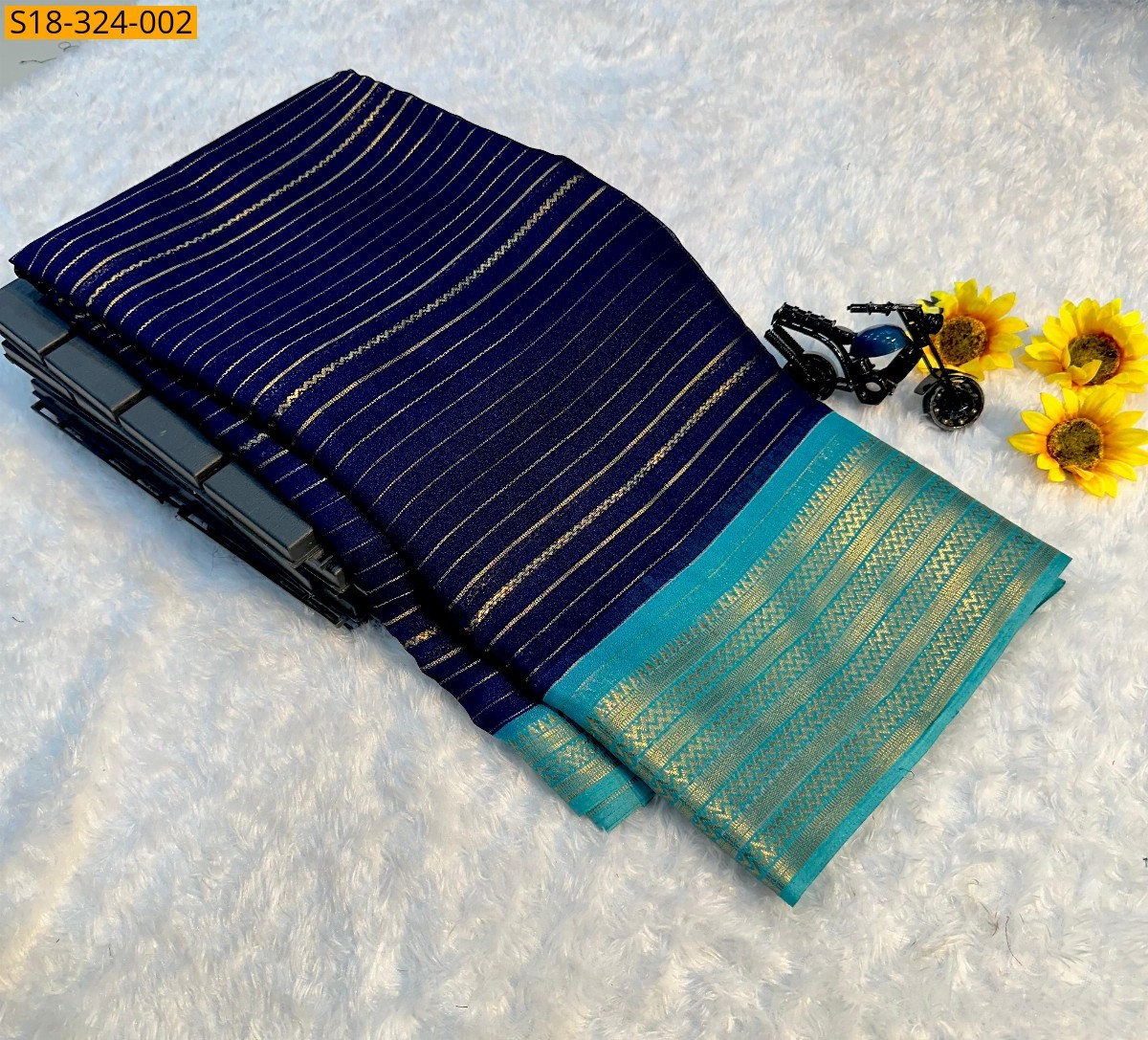 Navy Blue Fancy mysore silk saree
