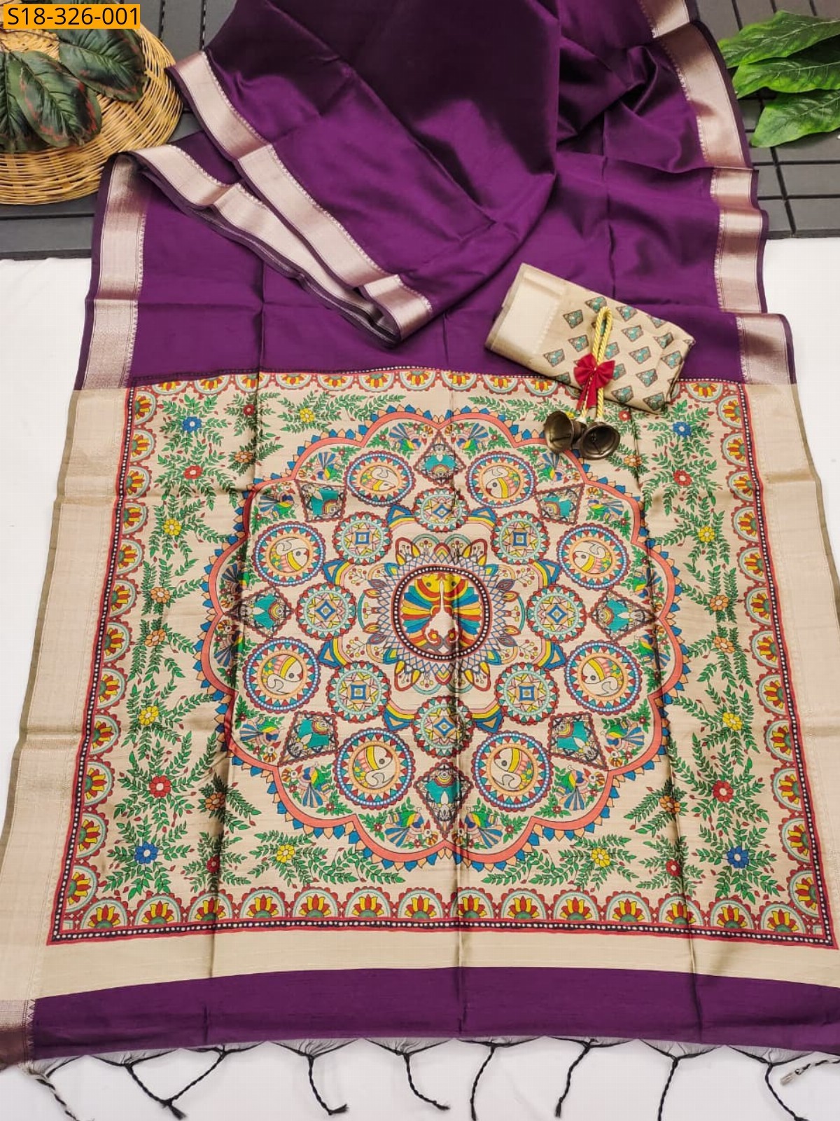 Magenta Fancy raw silk saree