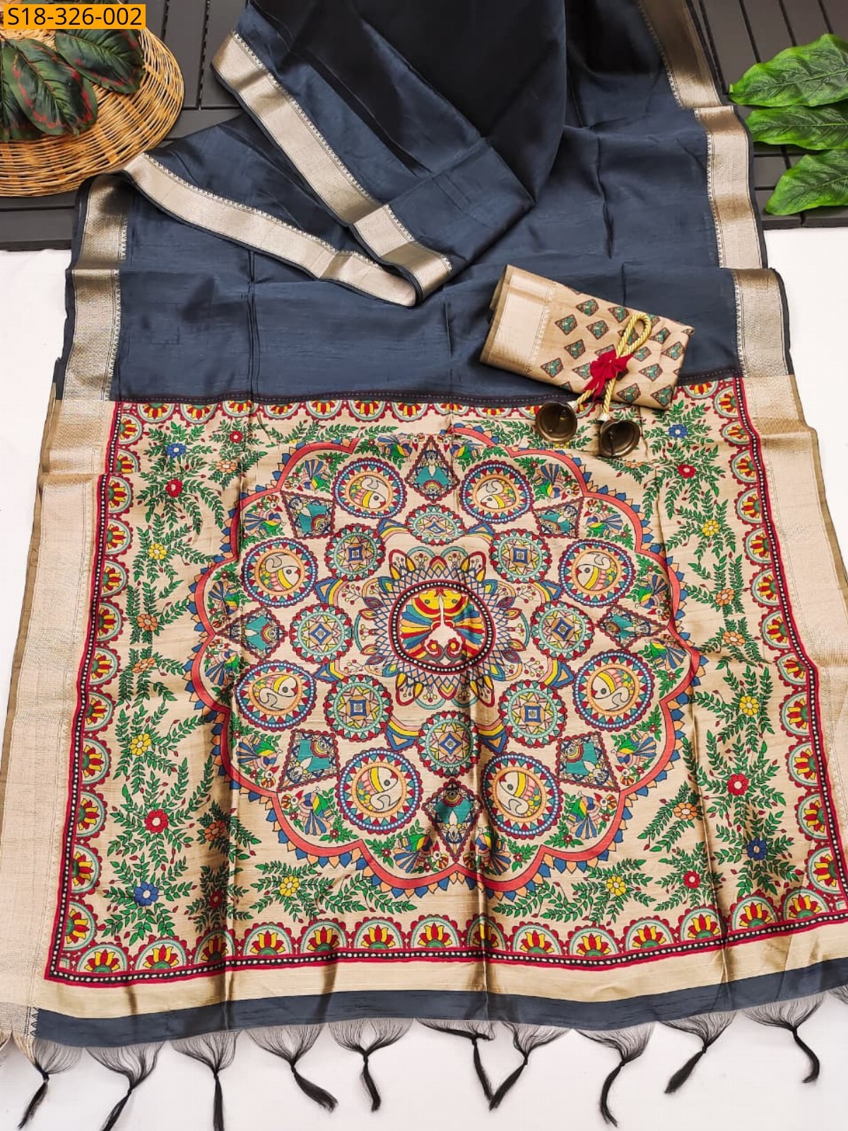 Gray Fancy raw silk saree