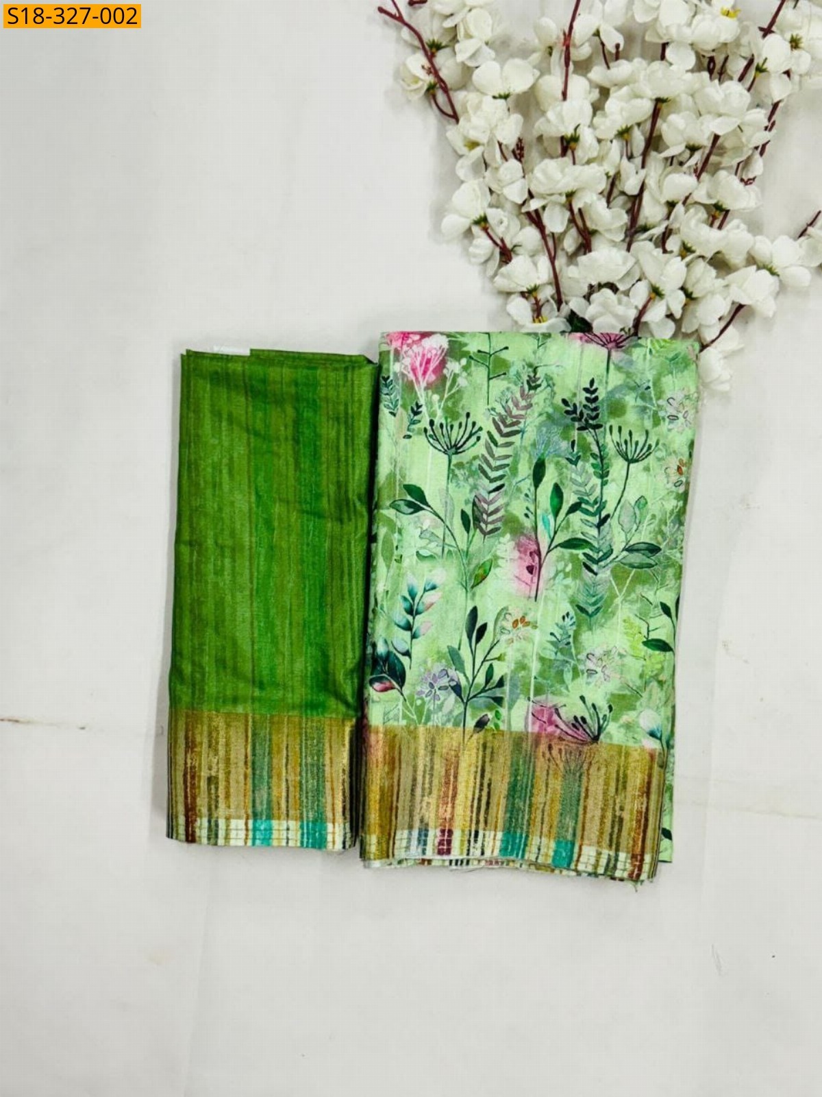 Light Green Fancy geometric printed silk saree